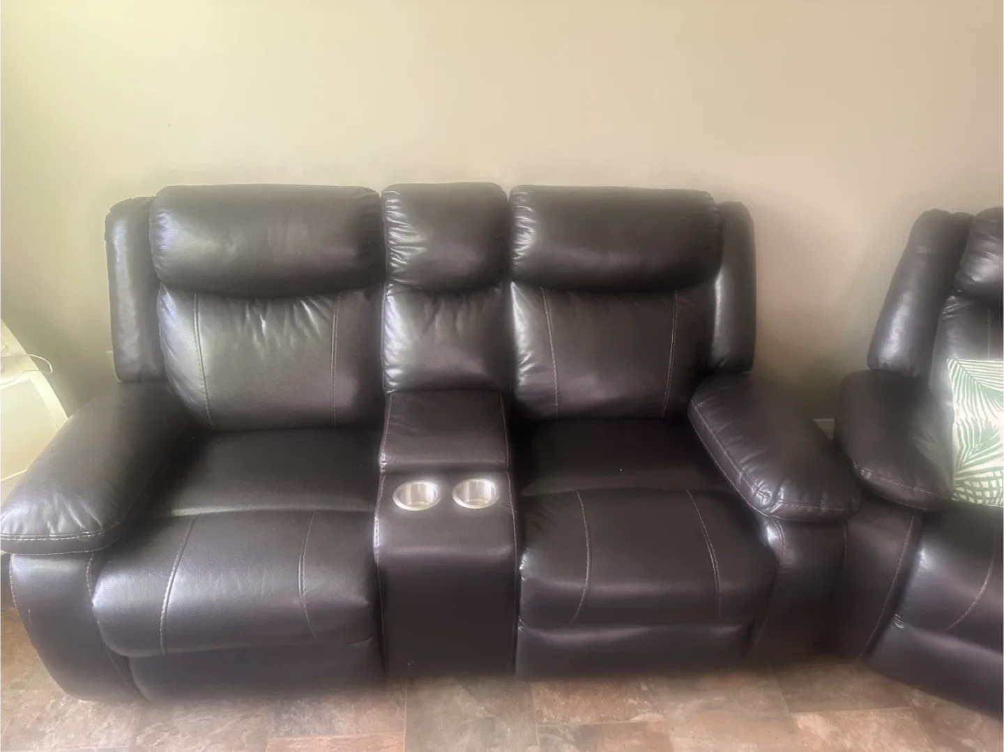Leather Reclining Sofa Set - 3 Seater and 2 Chairs