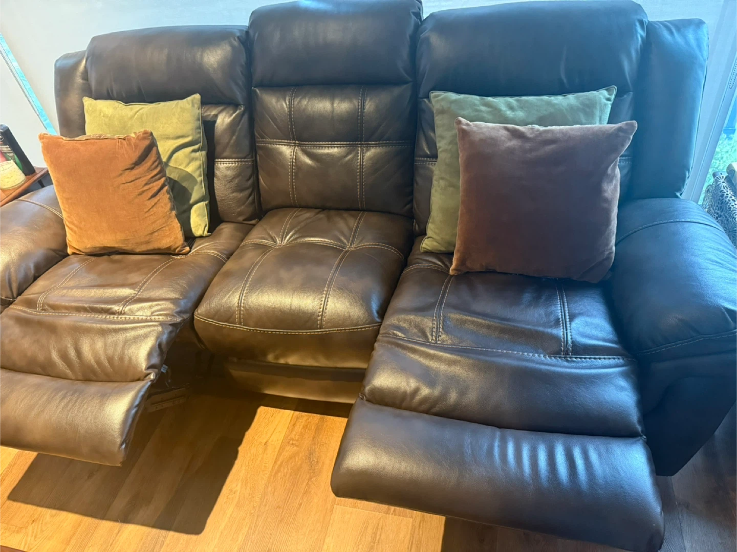 Reclining Leather Sofa - photo 4