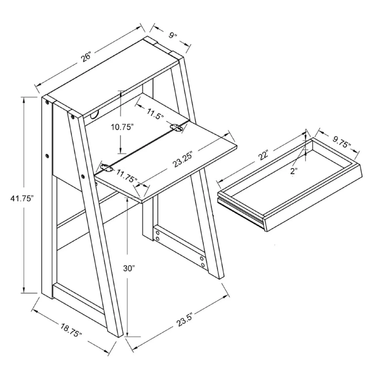 Drop Down Secretary Desk with Storage - Like New! image indicator(6)