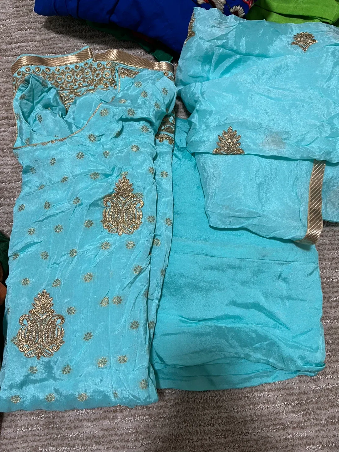 Indian Salwar Kameez Suits - Orange & Turquoise