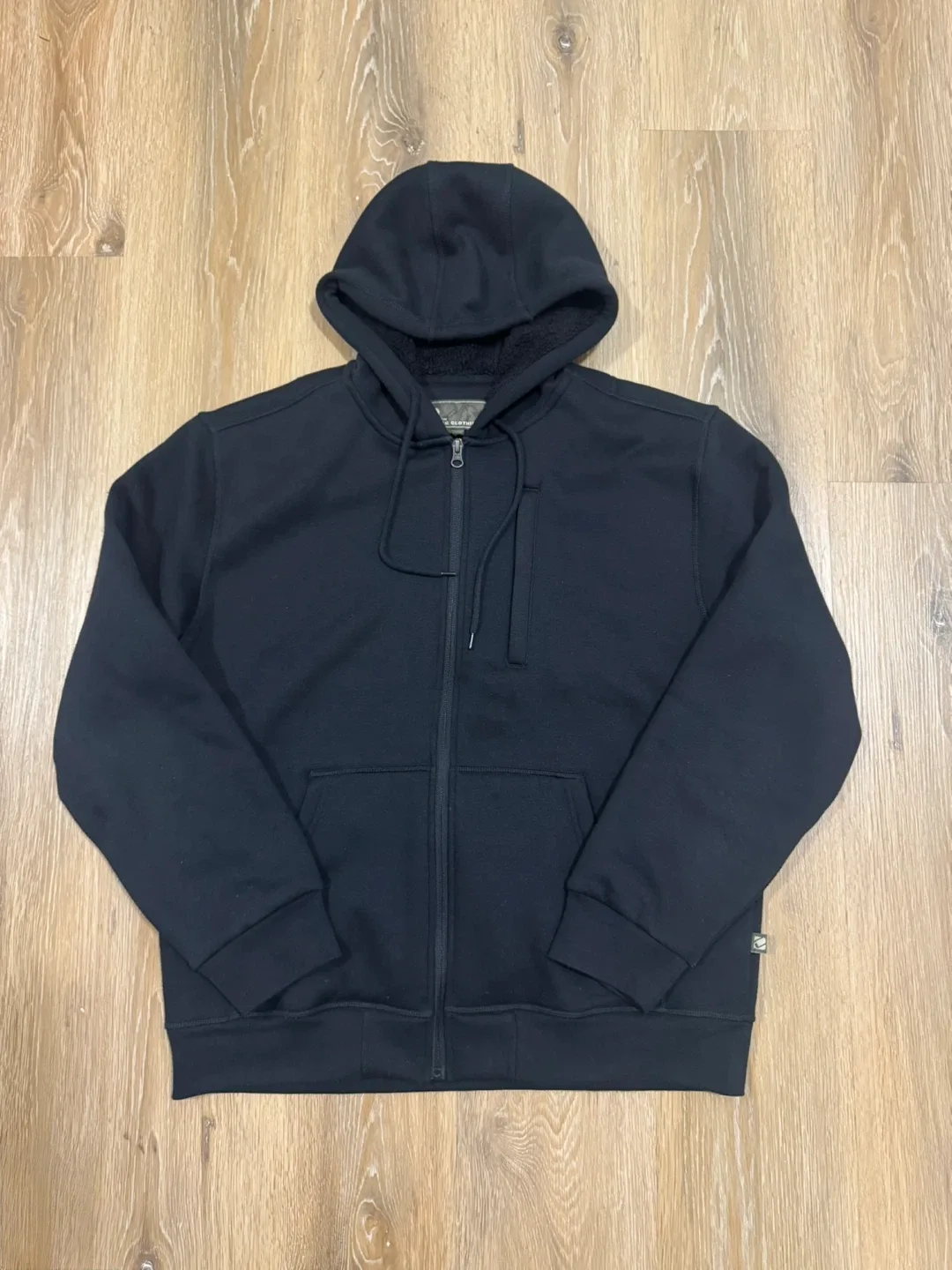 BC Clothing Mens Black Plush Lined Zip Up Hoodie Size Large thumbnail