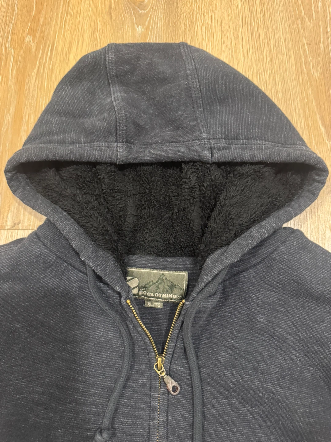 BC Clothing Mens Grey Plush Lined Zip Up Hoodie Size XL - photo 2