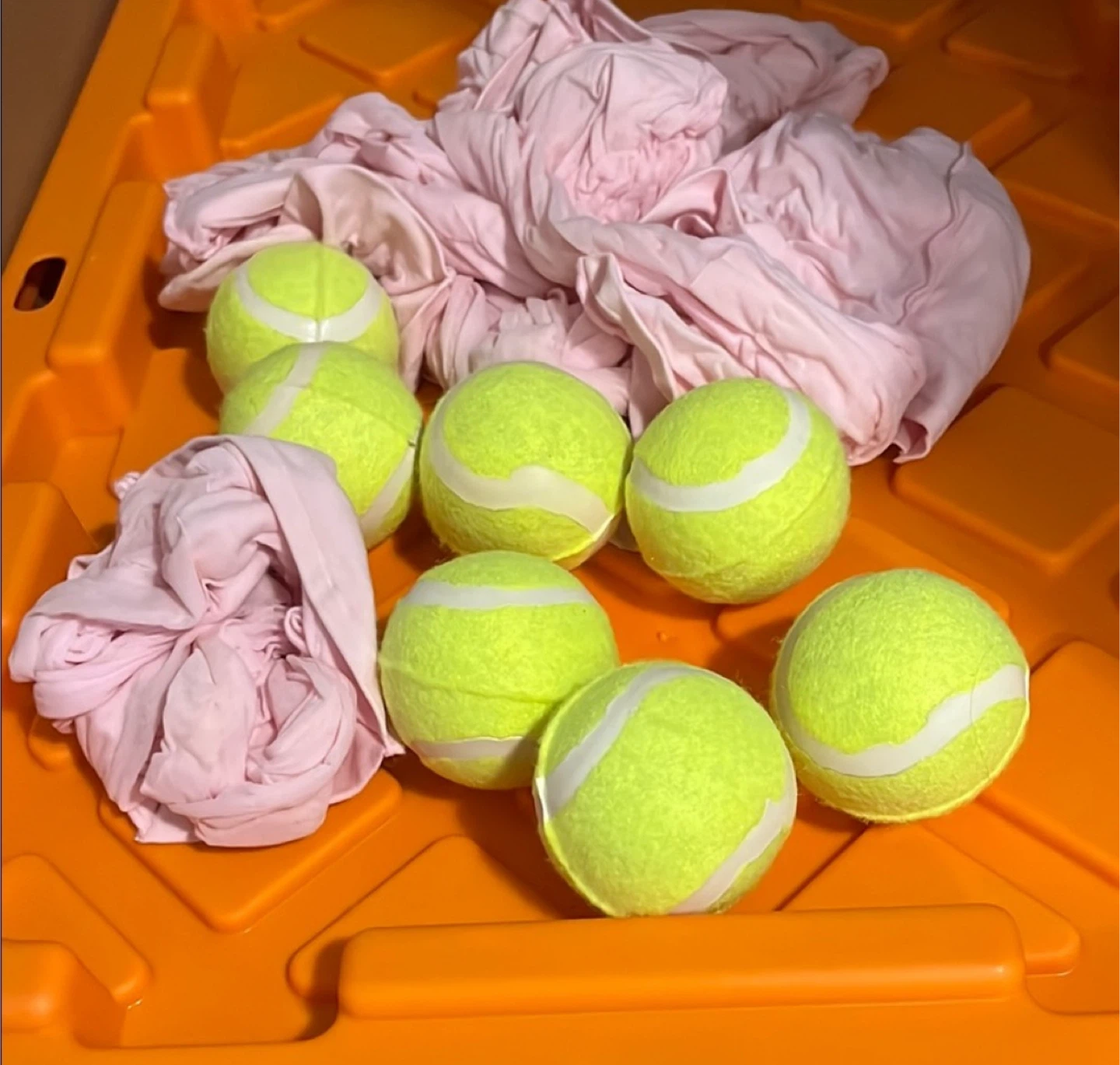 Tennis Balls and pantyhose used 1 time for bridle game