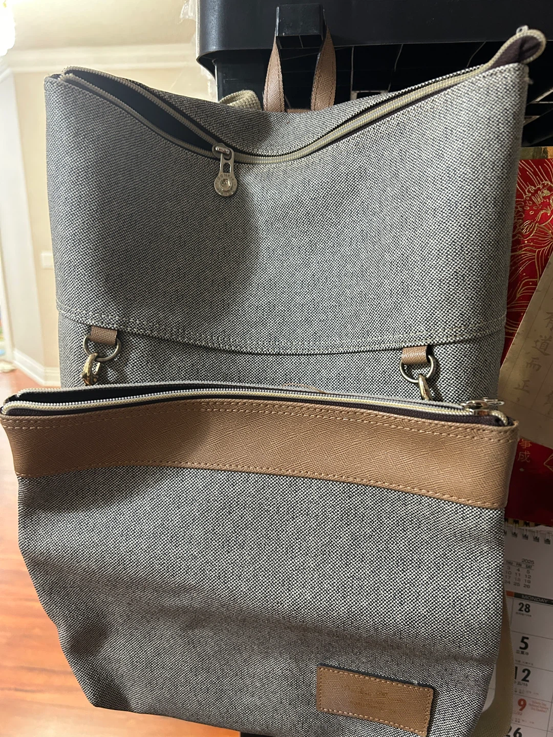 Grey Korean-style Backpack