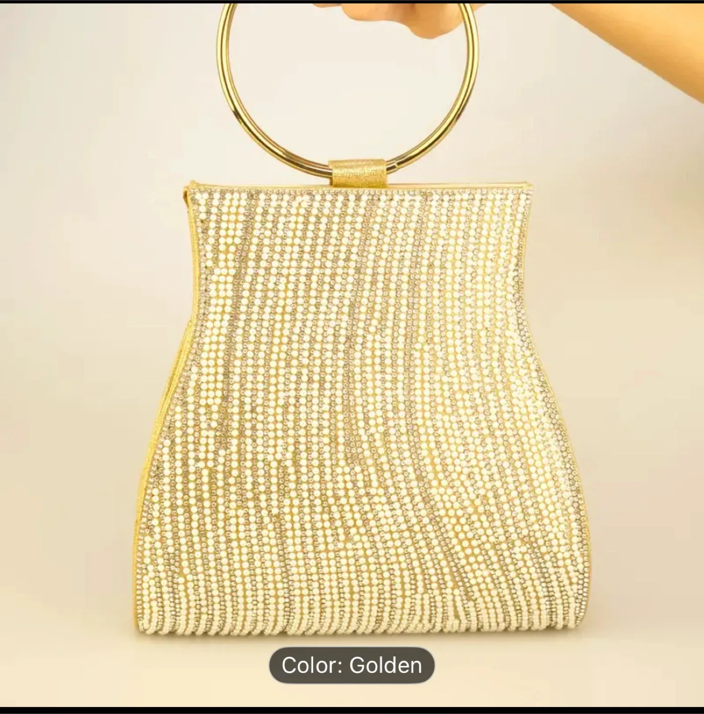 Golden Ring Handle Evening Clutch