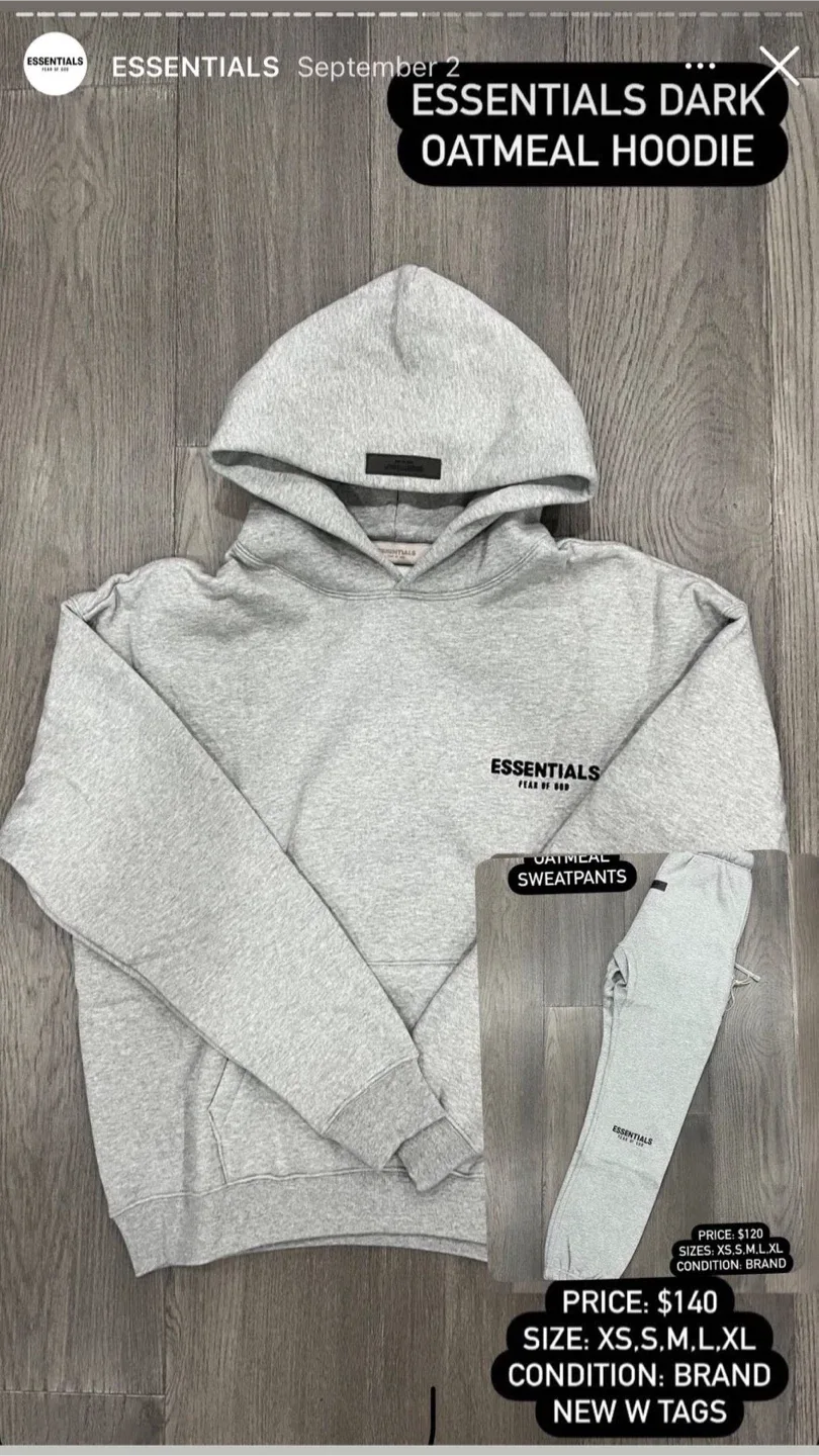 New Essentials Dark Oatmeal Hoodie, Size M thumbnail
