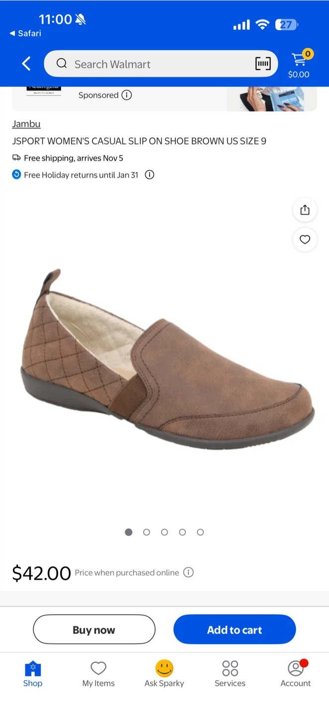 New Jsport Women's Slip On Shoes Brown US 9