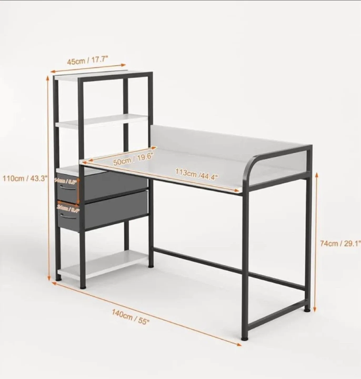 Work Desk with Shelves & Black Office Chair image indicator(3)