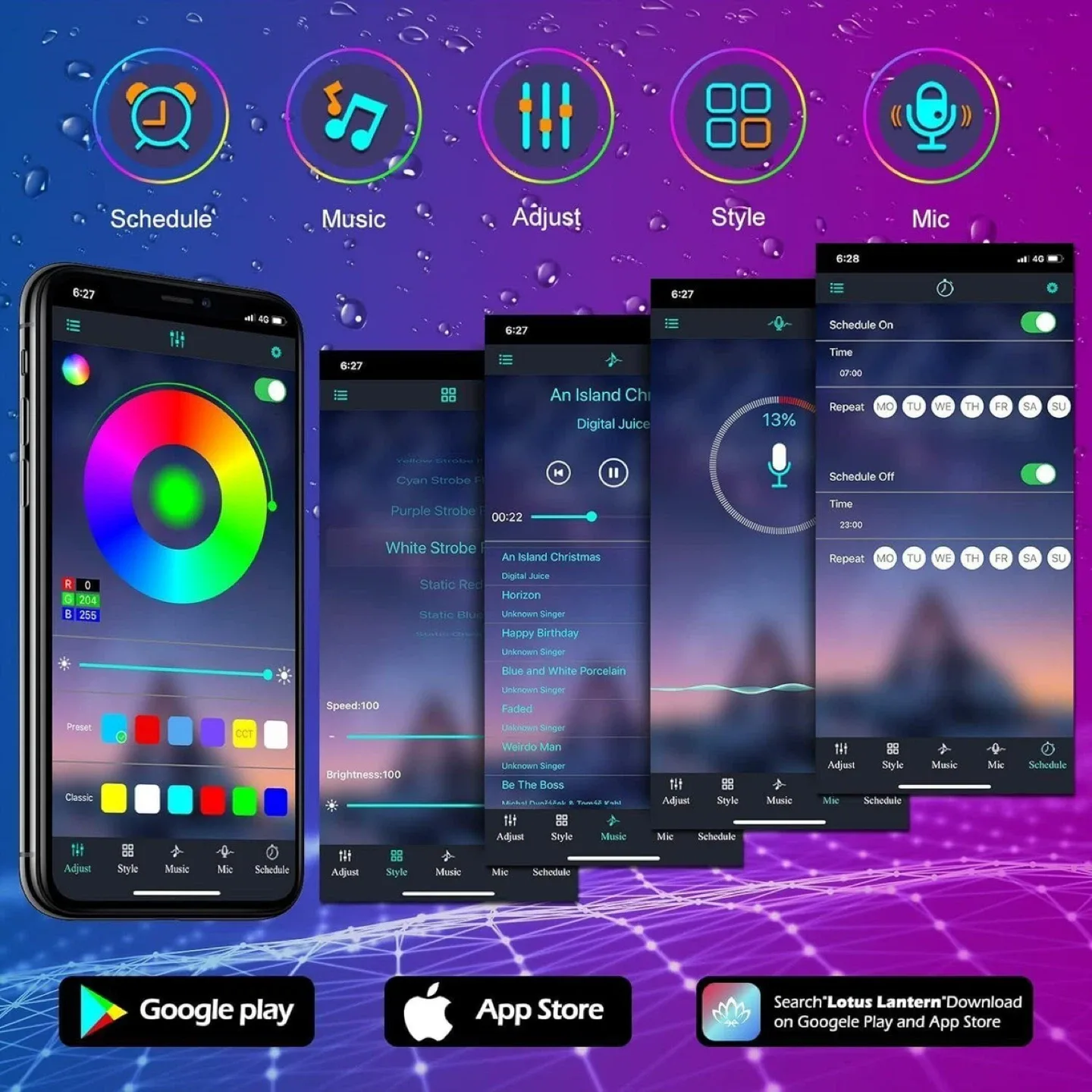 300FT BT Outdoor LED Strip Lights, RGB image indicator(5)