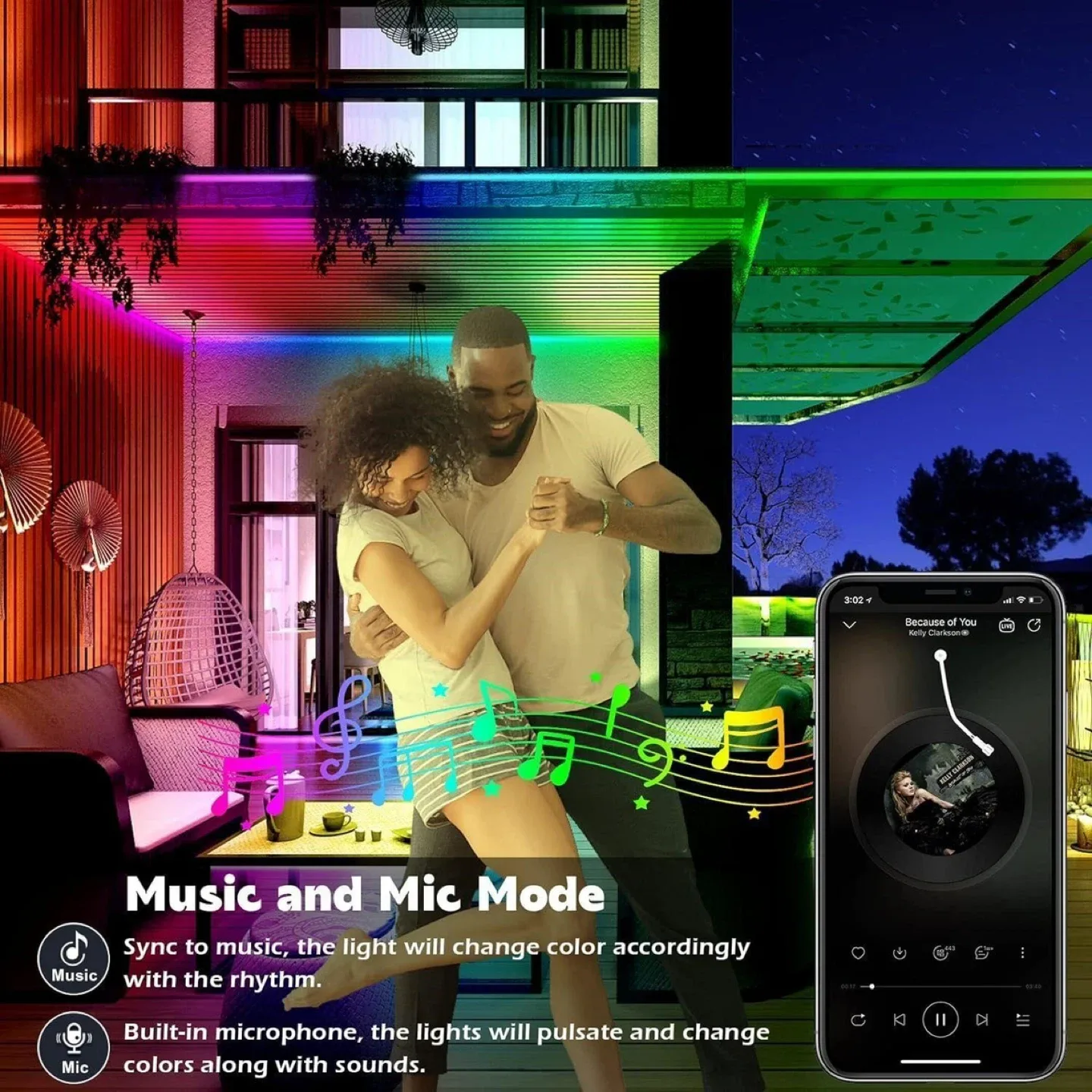 300FT BT Outdoor LED Strip Lights, RGB image indicator(4)