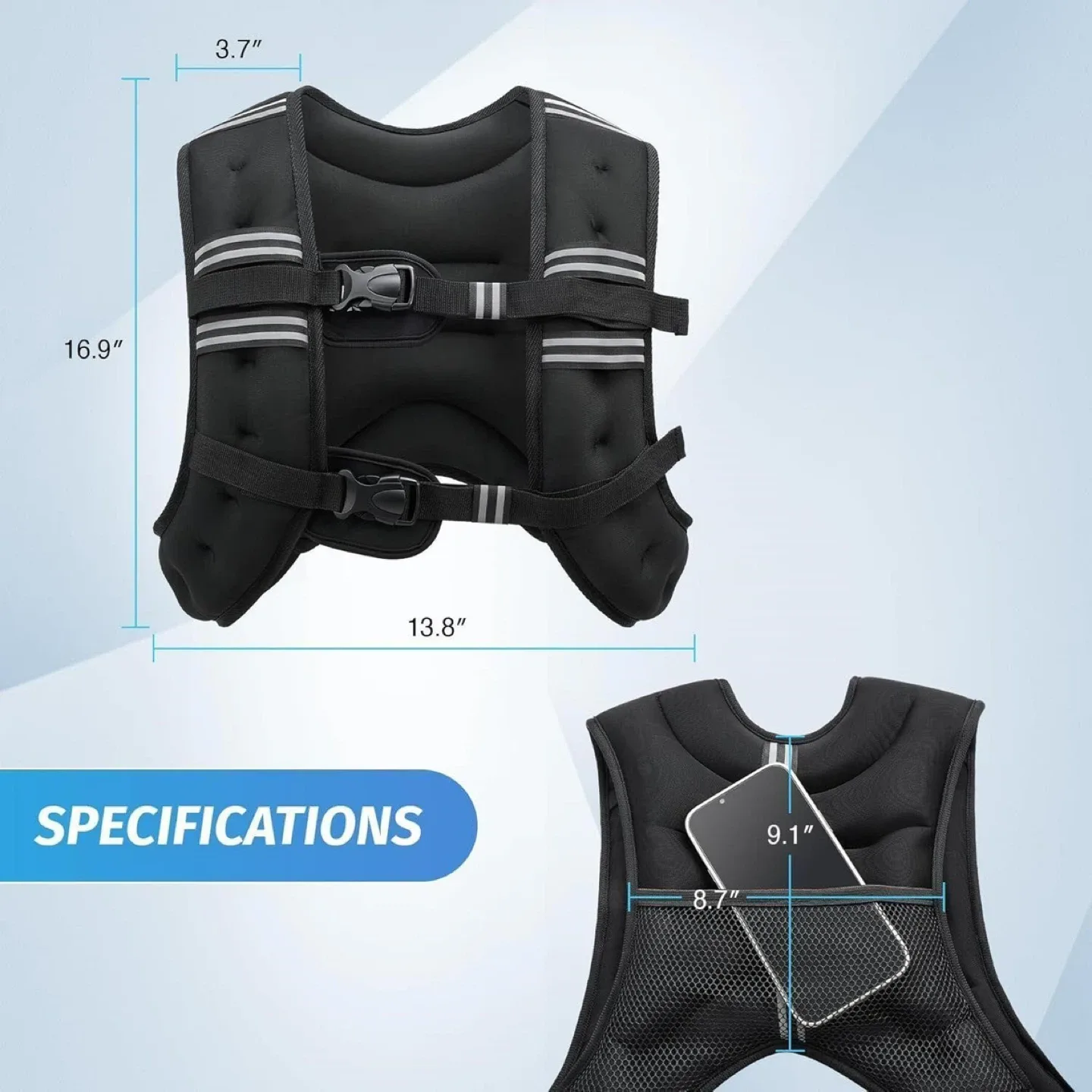 Adjustable Black Weighted Vest image indicator(3)
