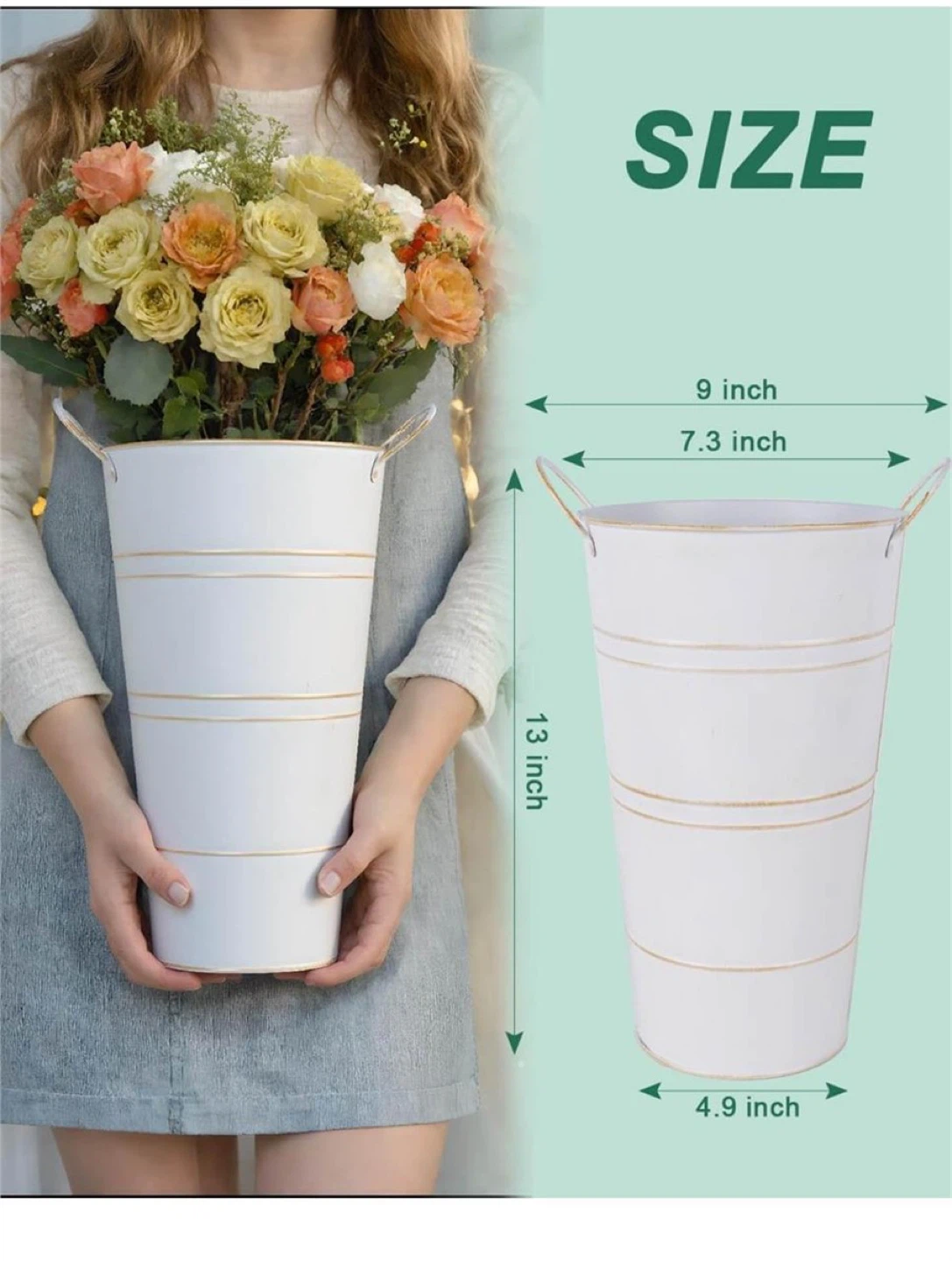 12") Galvanized Flower Metal Vases 6pk - photo 3