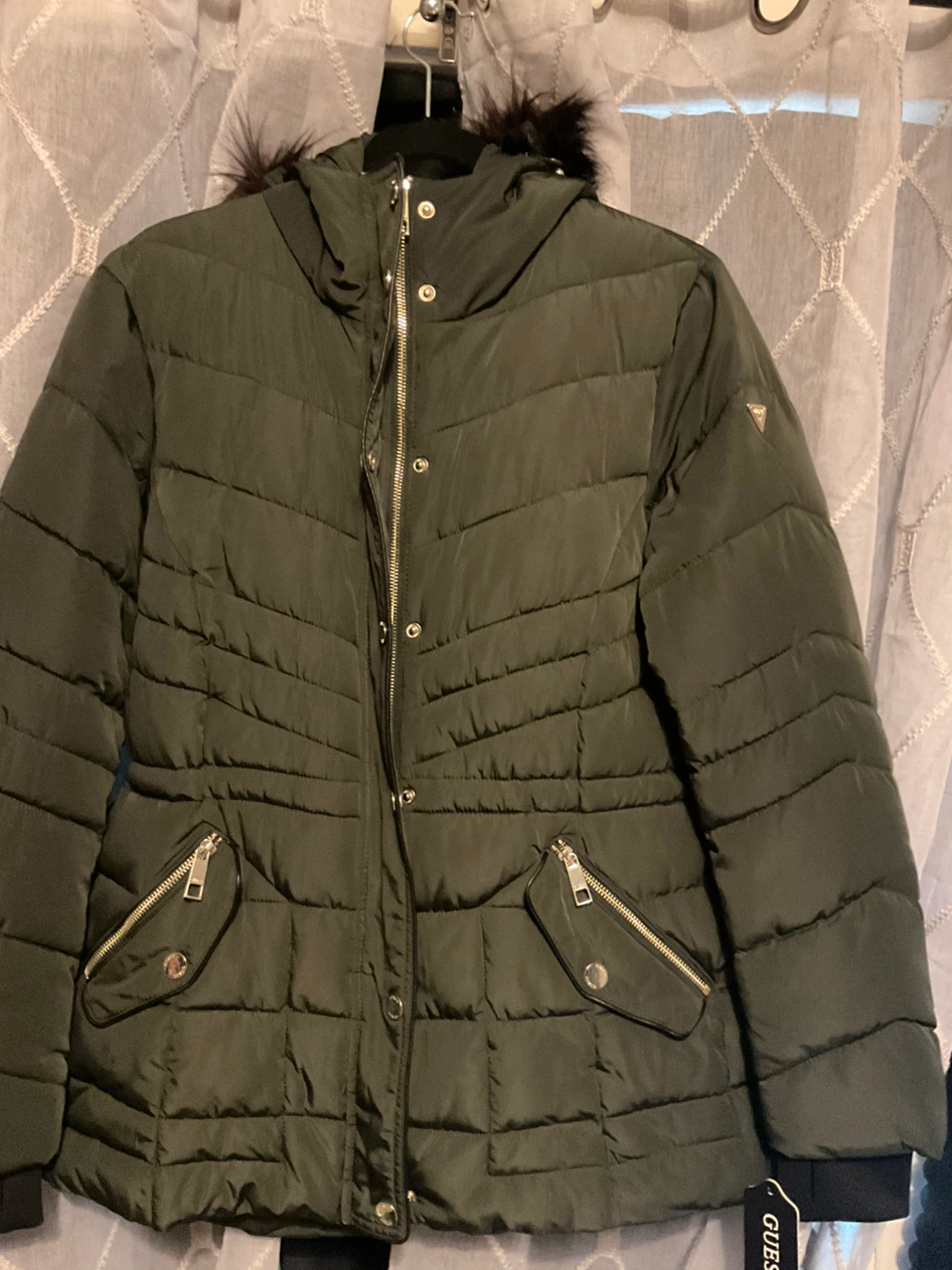 GUESS Olive Green Puffer Jacket - photo 2