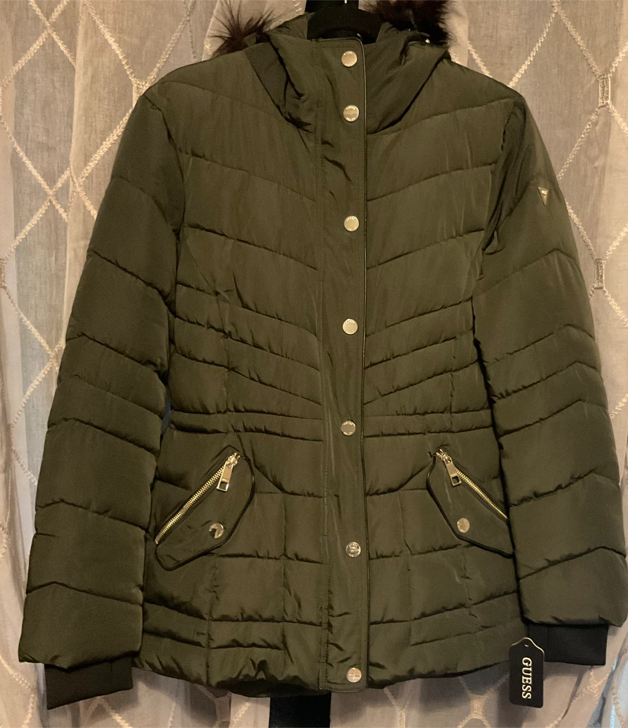 GUESS Olive Green Puffer Jacket
