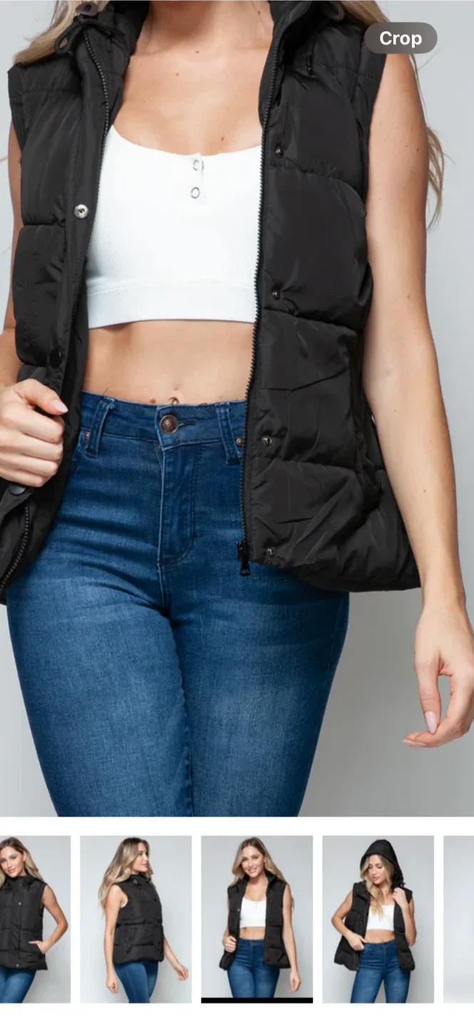 New ✨ Black Hooded Puffer Vest image indicator(2)