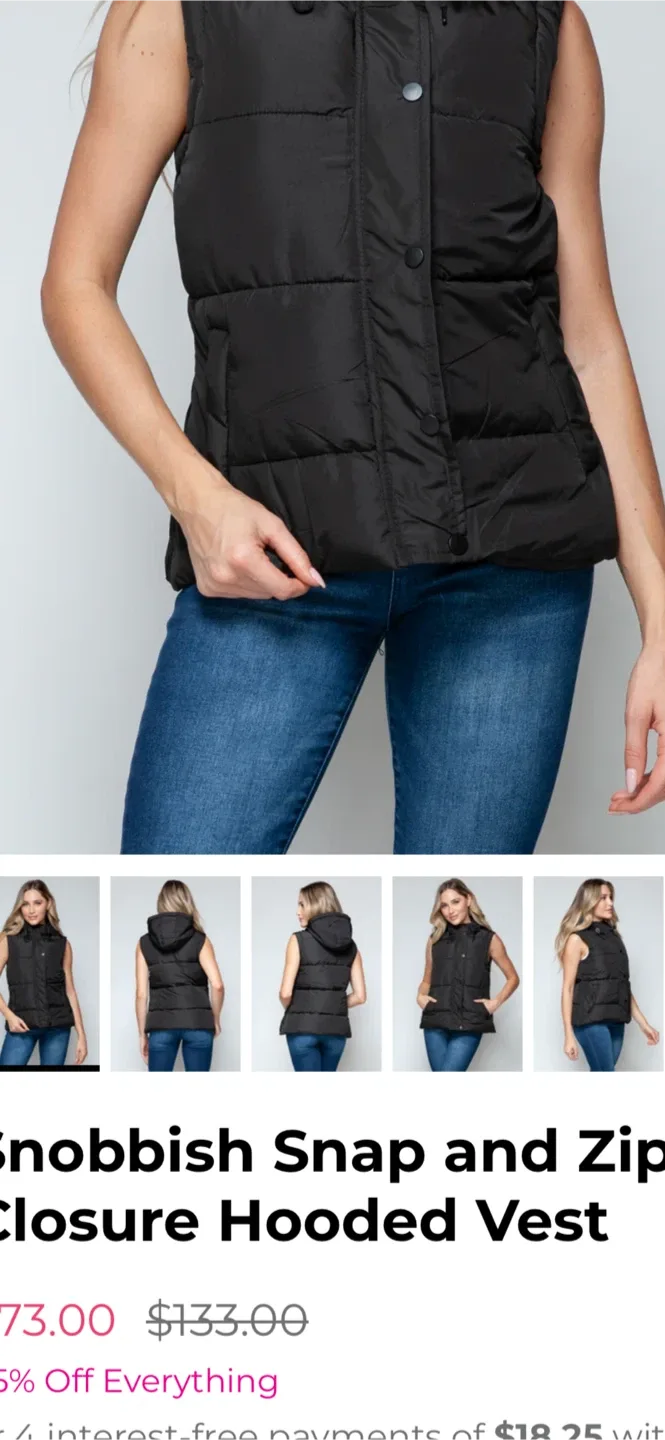 New ✨ Black Hooded Puffer Vest image indicator(4)