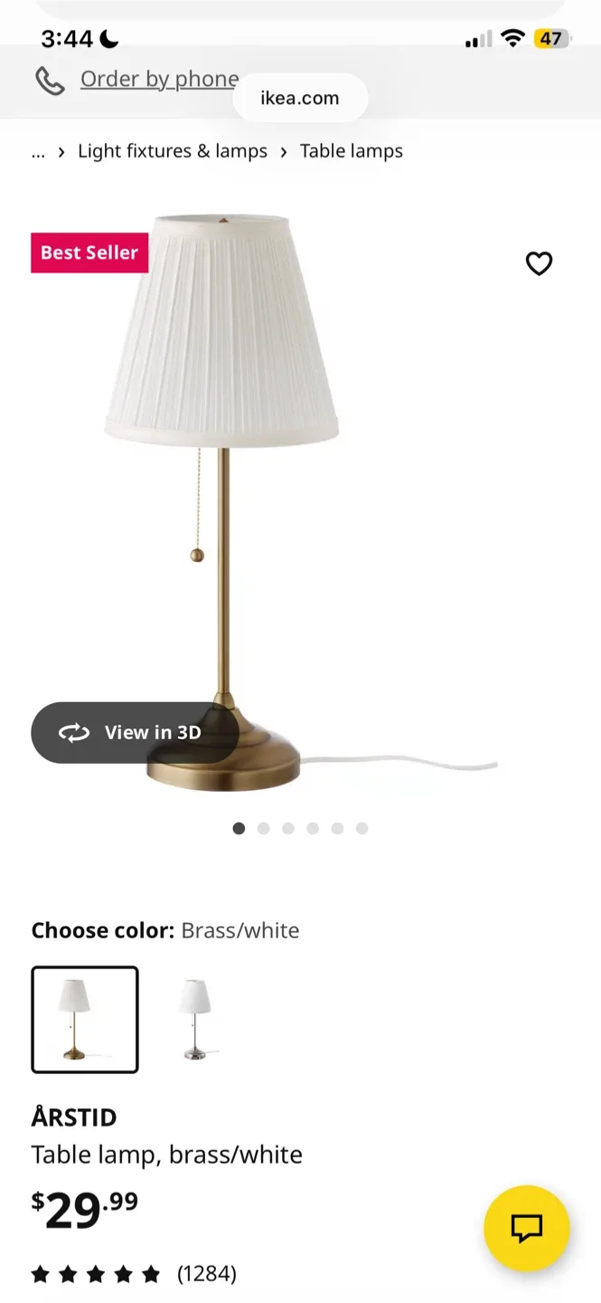 IKEA ÅRSTID Table Lamp - Brass/White image indicator(2)