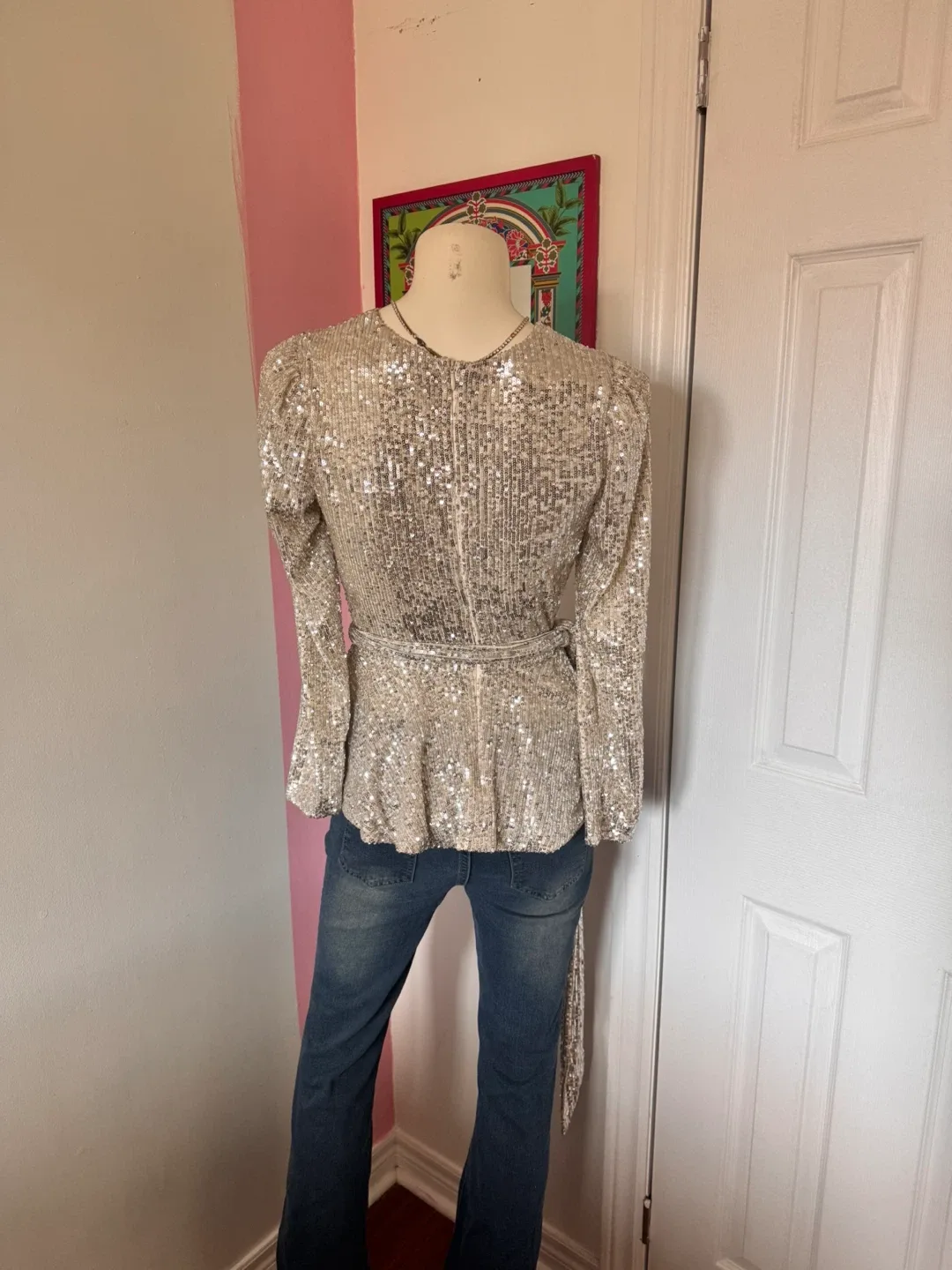Silver Sequin Wrap Top image indicator(3)