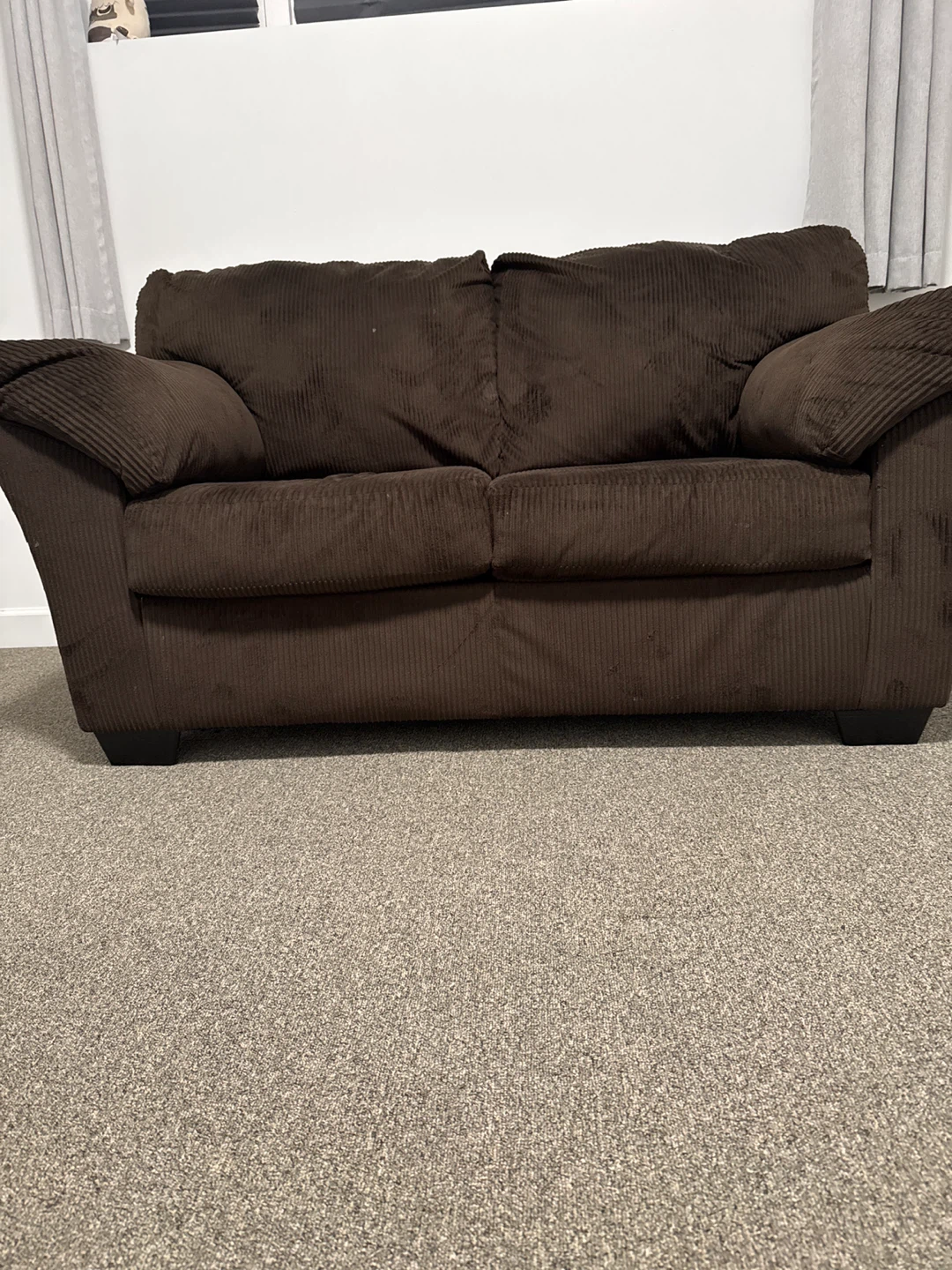 Brown Corduroy Loveseat Sofa