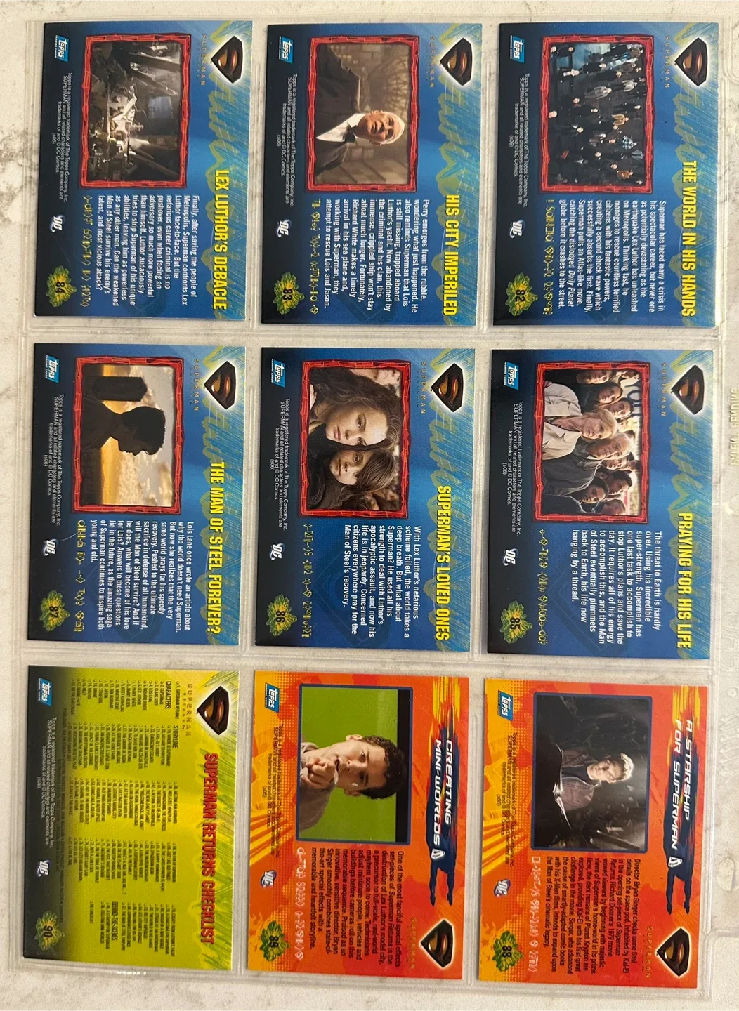 2006 “Superman Returns” Trading Card Set. MINT CONDITION image indicator(10)