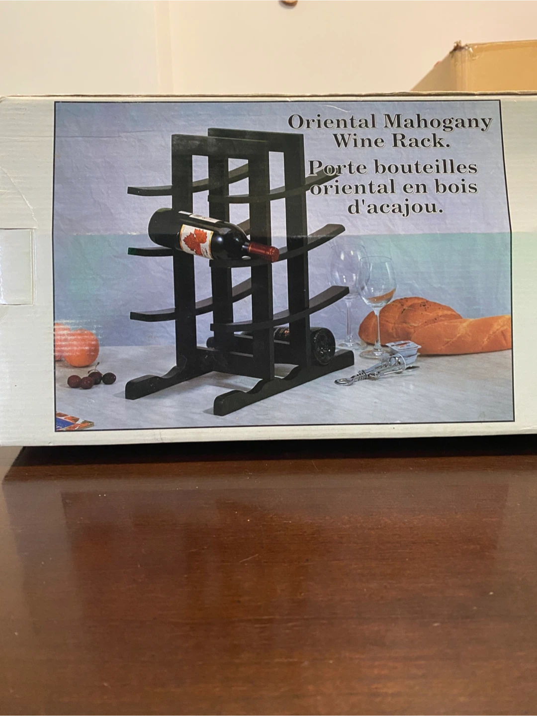 Oriental Mahogany Wine Rack - New in Box!