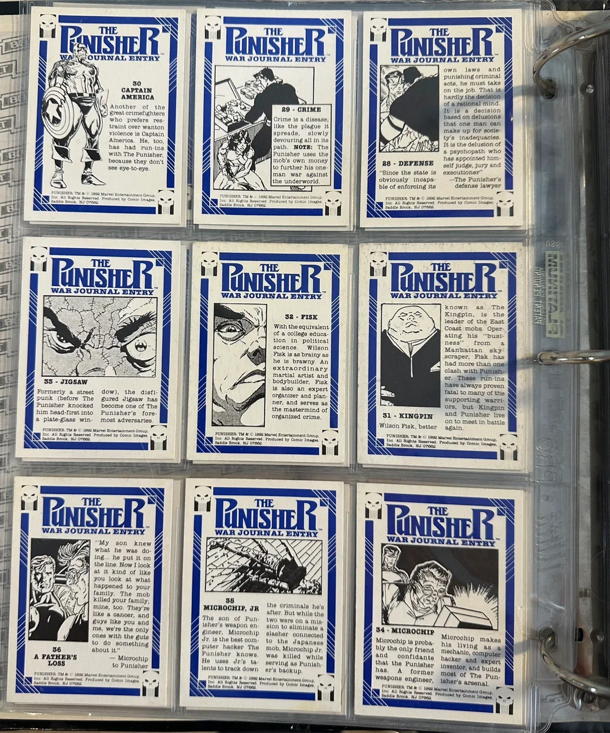 1992  “THE PUNISHER WAR JOURNAL” CARDS (NO COMPLETE SETS) image indicator(8)