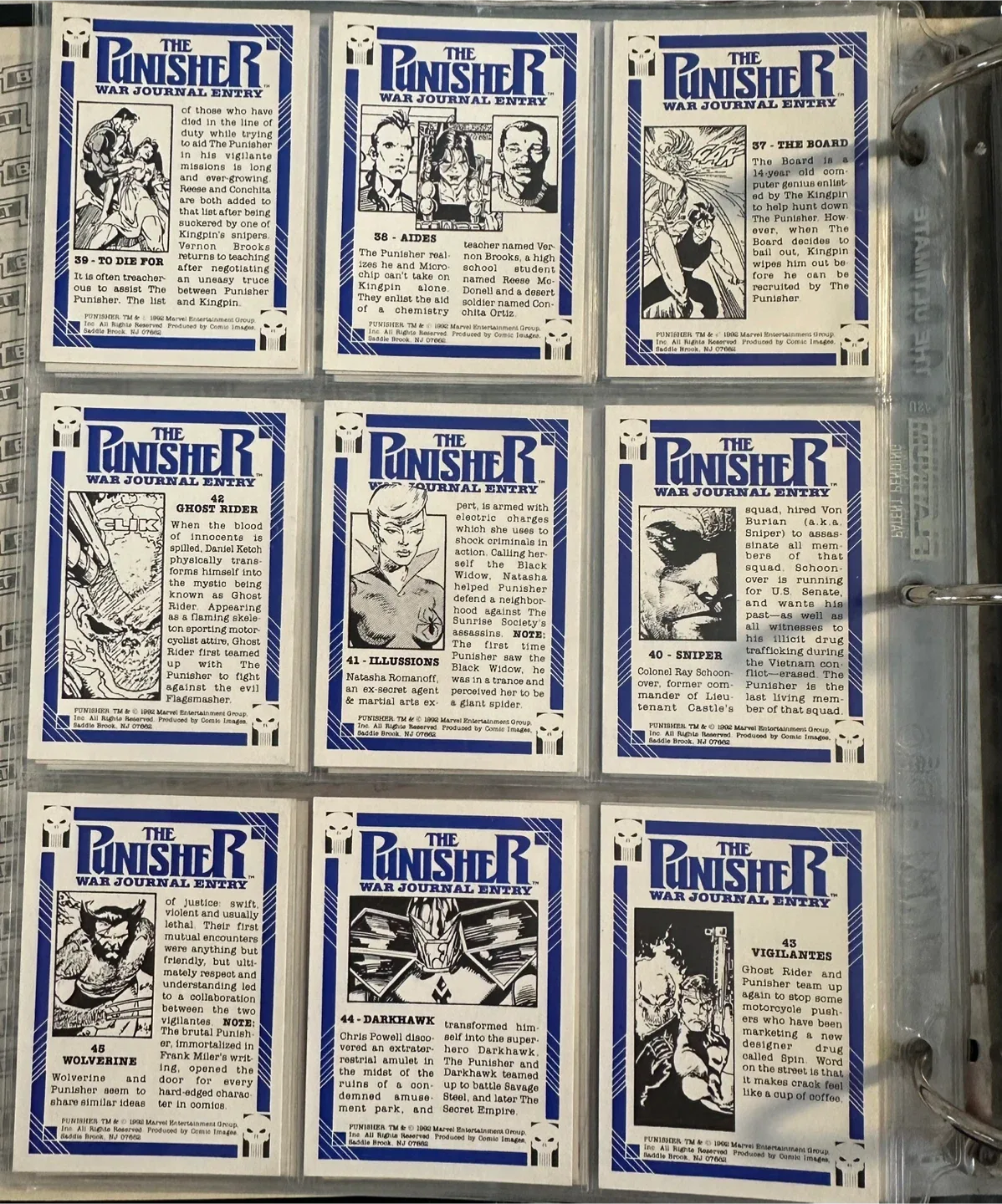 1992  “THE PUNISHER WAR JOURNAL” CARDS (NO COMPLETE SETS) image indicator(10)