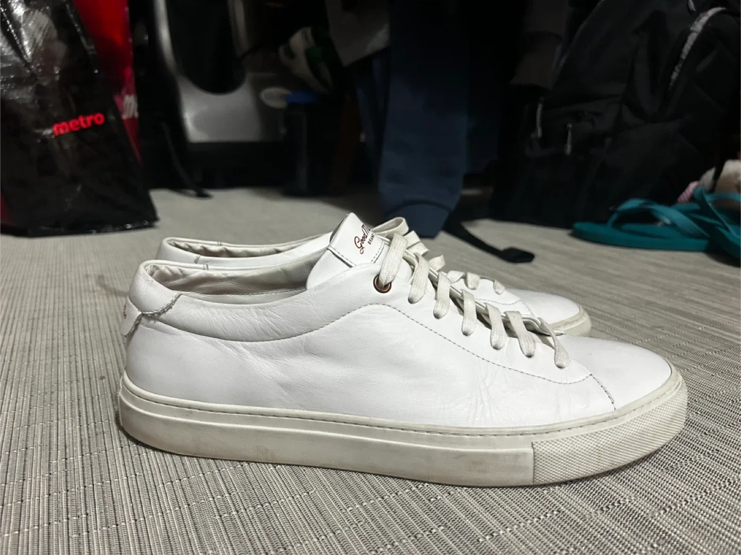 Good Man Brand White Leather Sneakers size 10.5 Mens image indicator(3)