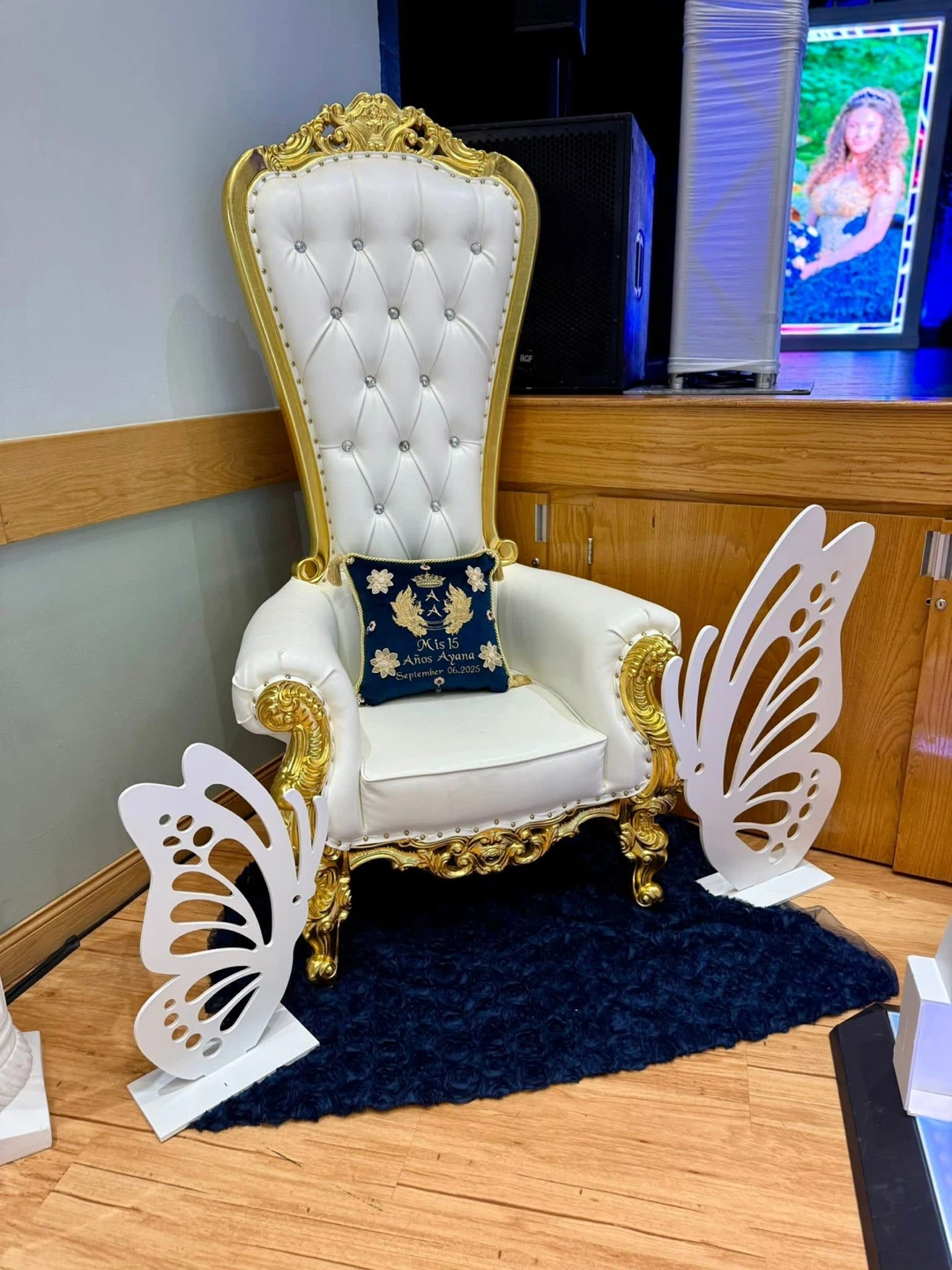 Elegant White & Gold Accent Chair