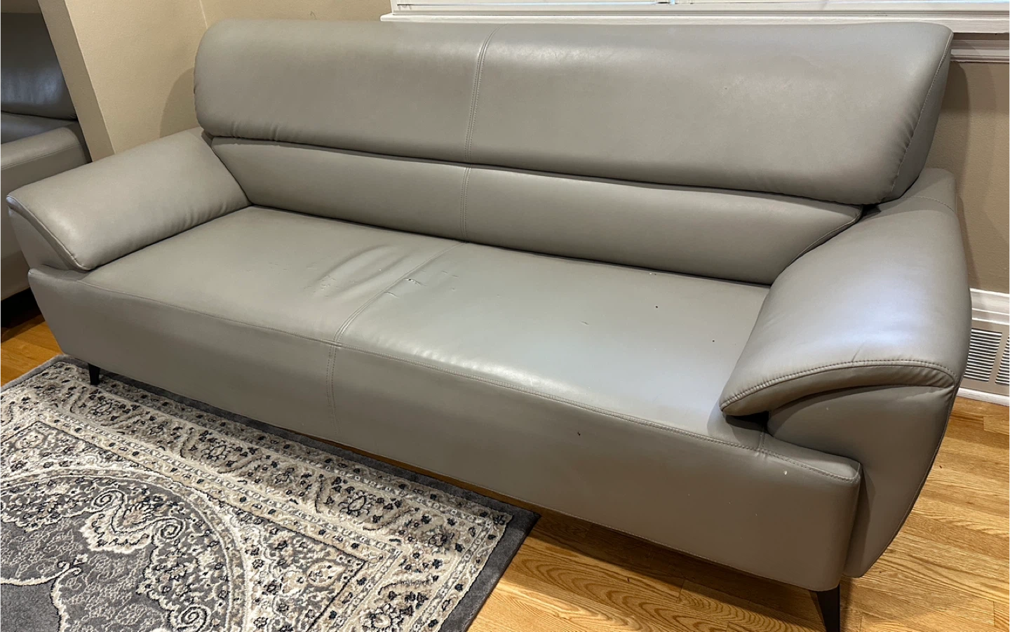 Grey Leather Sofa and Armchair Set - photo 3