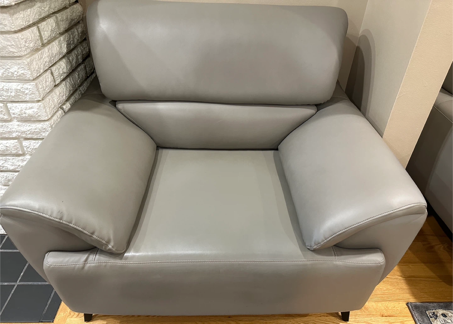 Grey Leather Sofa and Armchair Set - photo 2
