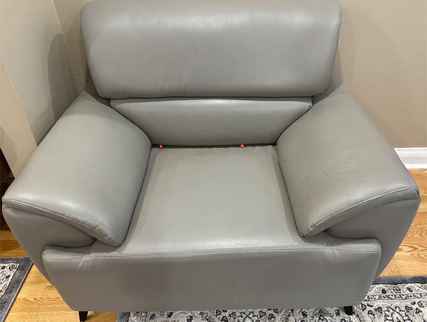 Grey Leather Sofa and Armchair Set