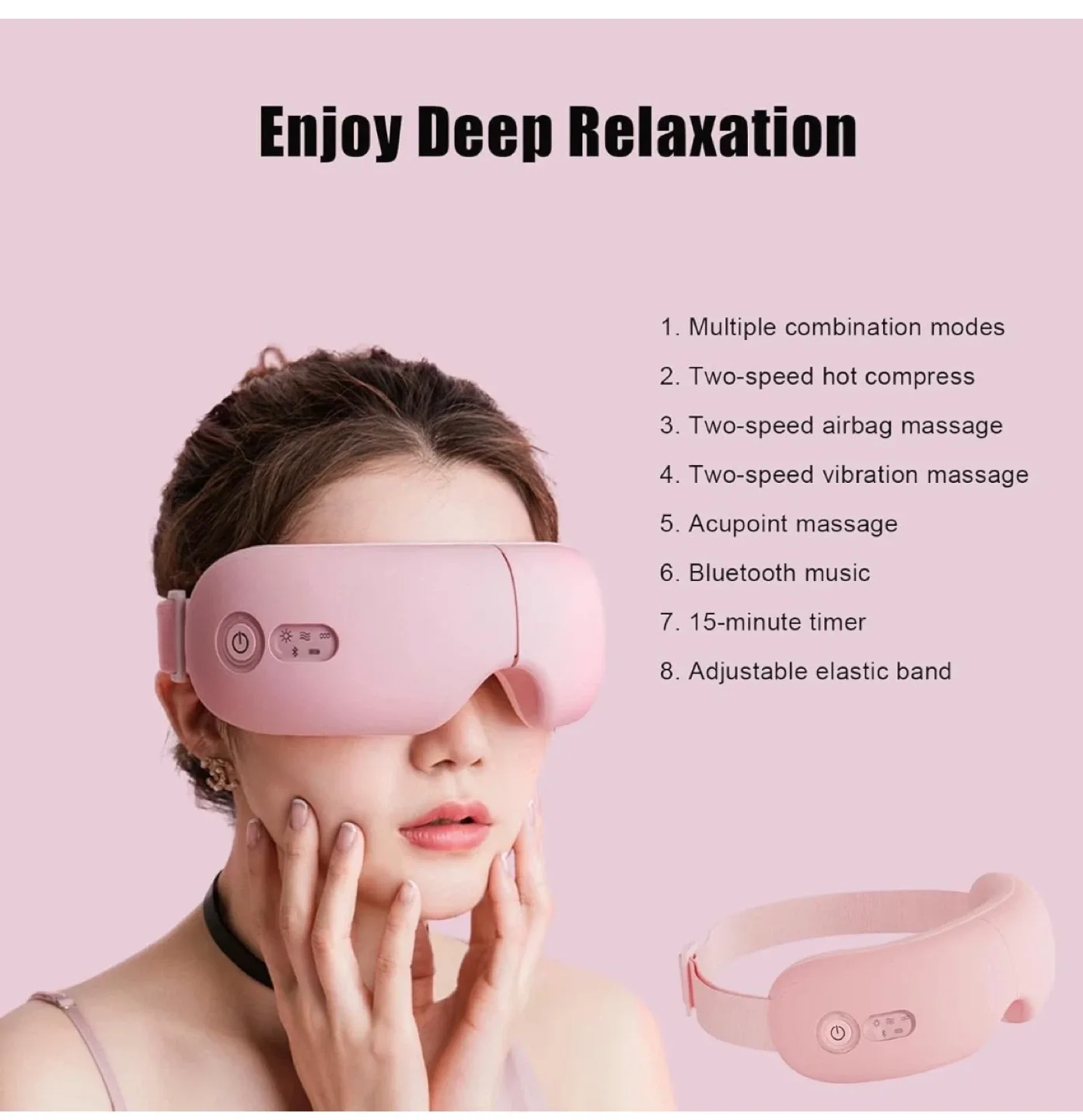 Smart Eye Massager w Hot Compress, Vibration, Foldable, USB image indicator(5)
