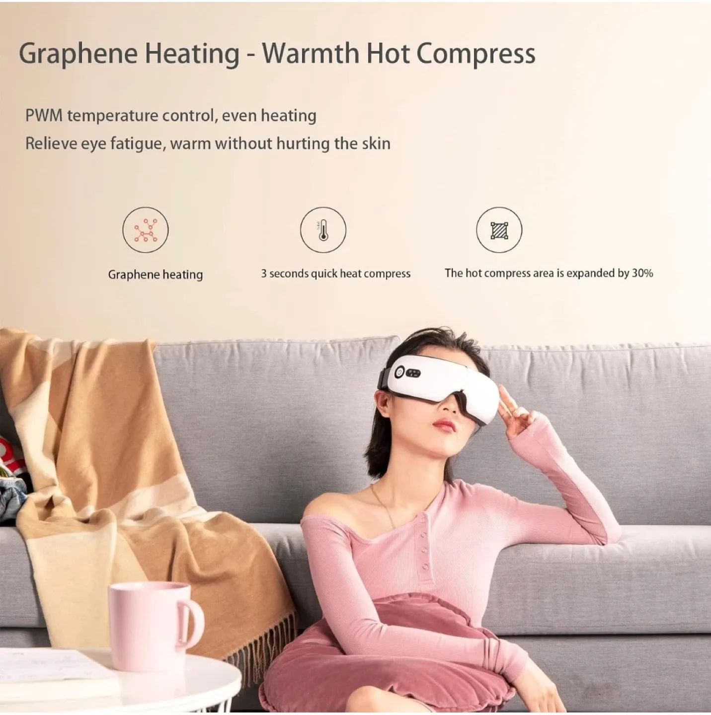 Smart Eye Massager w Hot Compress, Vibration, Foldable, USB image indicator(6)