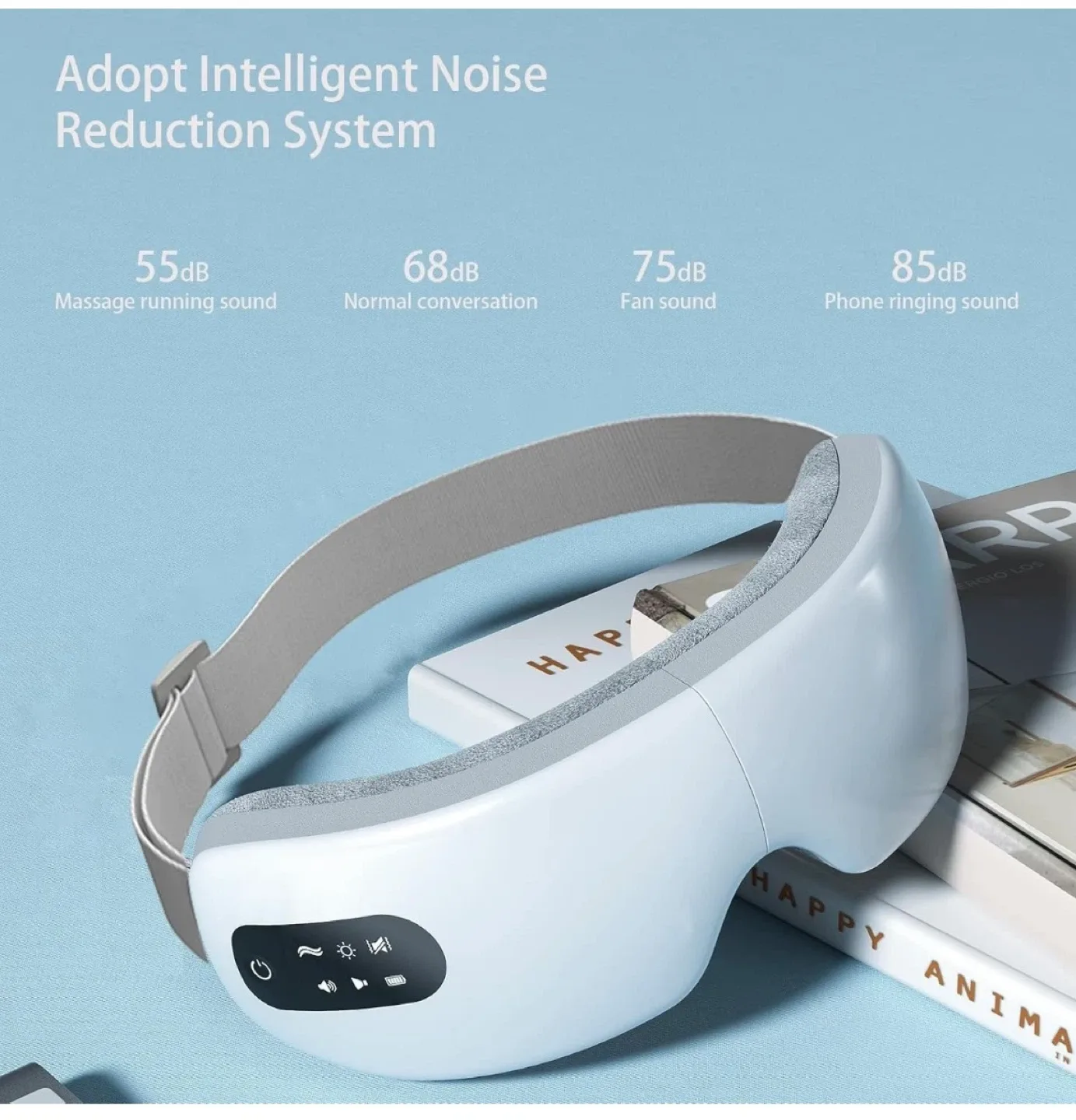 Smart Eye Massager w Hot Compress, Vibration, Foldable, USB image indicator(2)