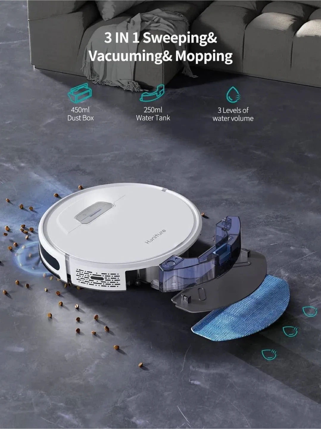 HONITURE 3 In 1 Robot Vacuum Cleaner thumbnail