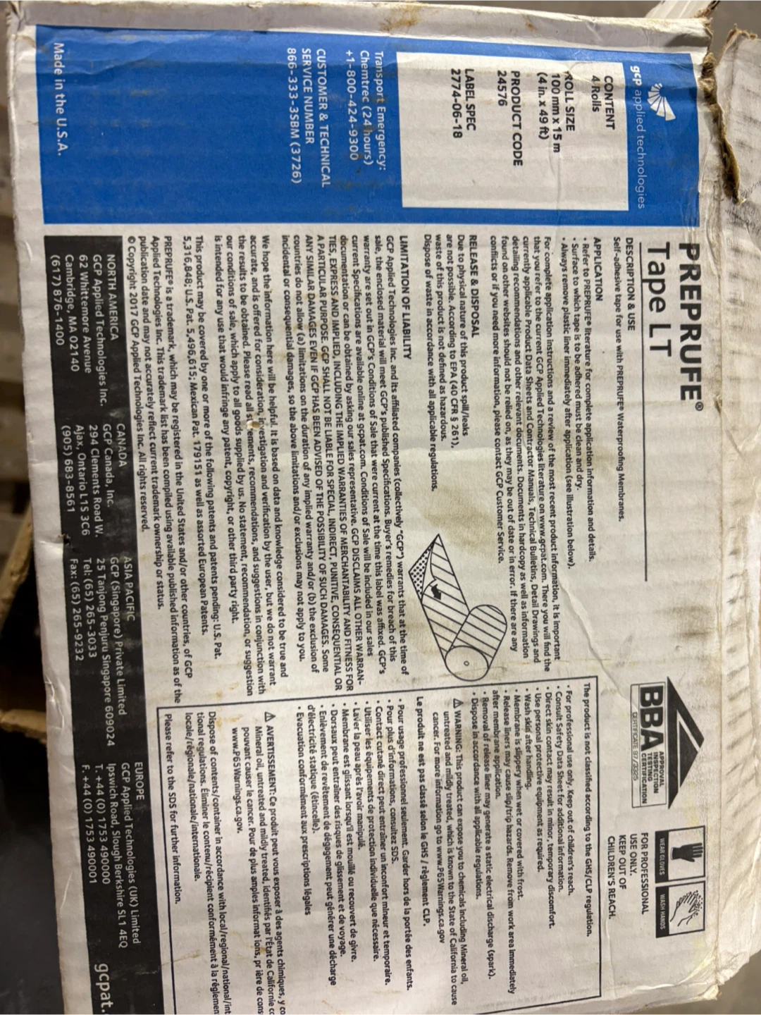 Preprufe Tape LT Waterproofing Membranes