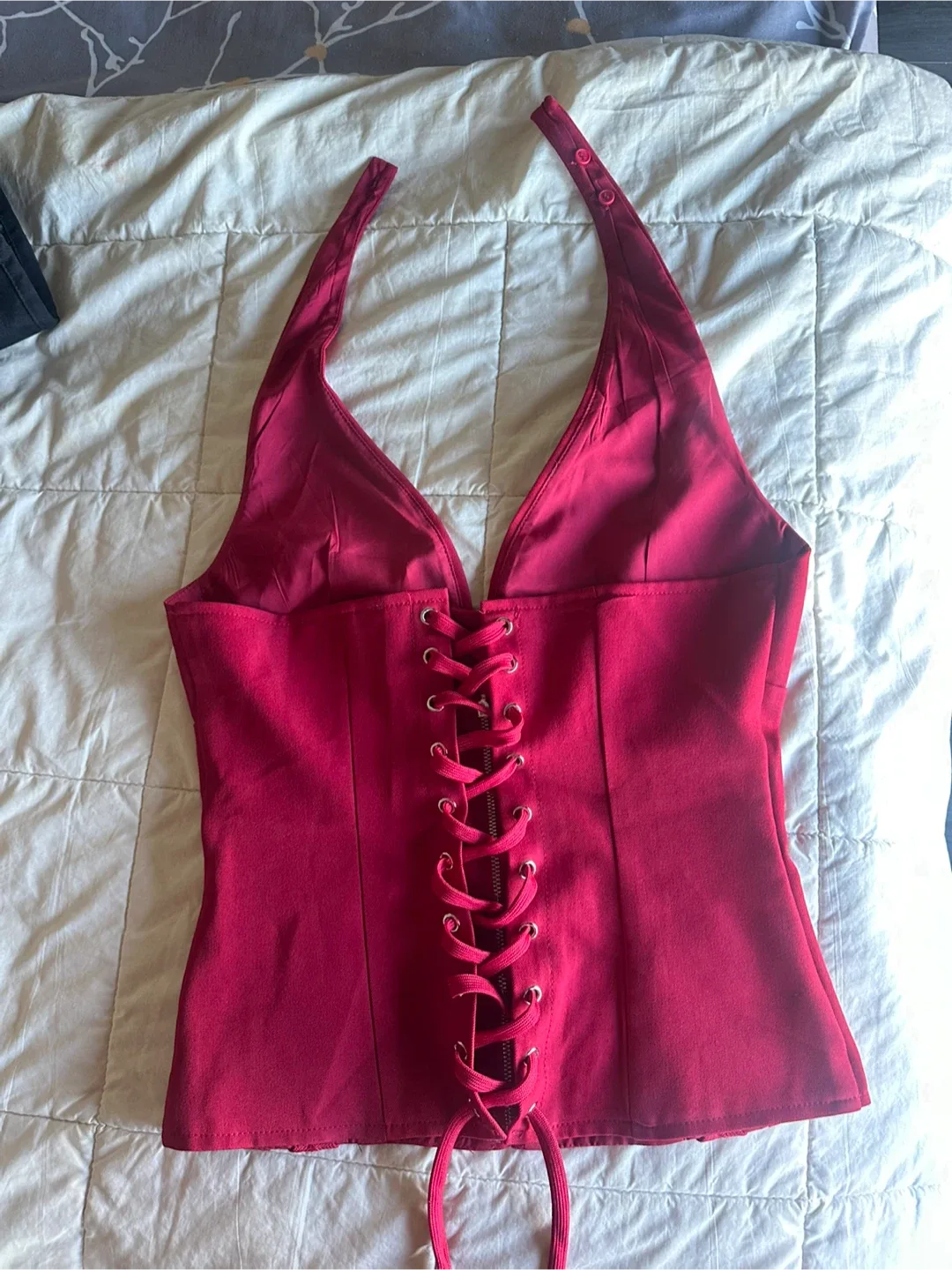 Red Halter Corset Top image indicator(4)
