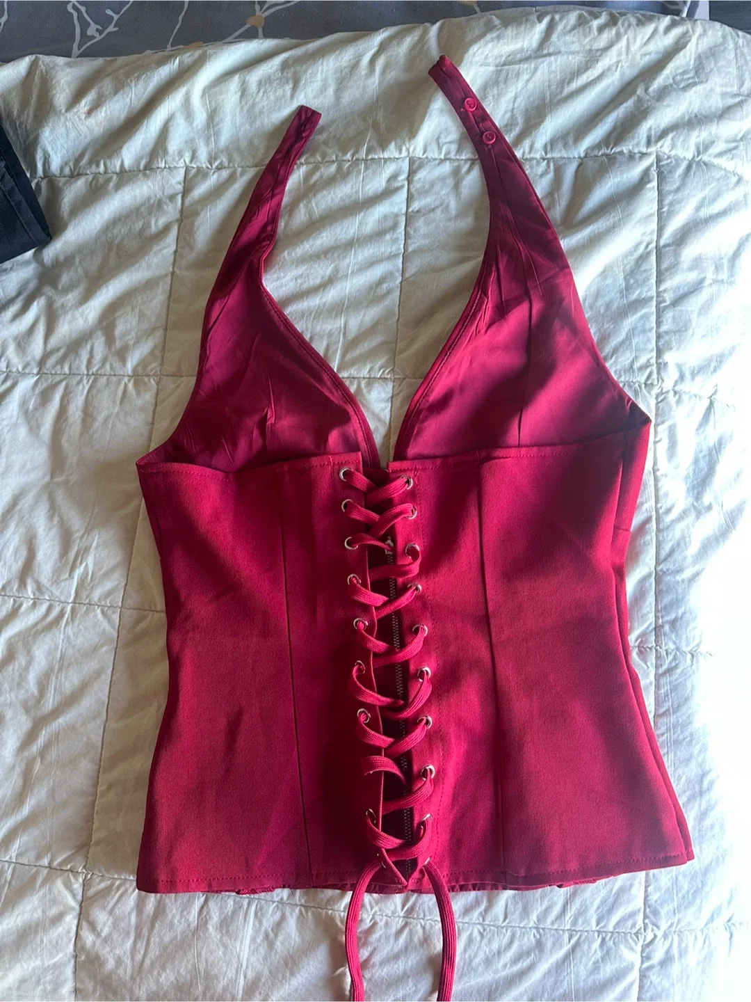 Red Halter Corset Top image indicator(2)
