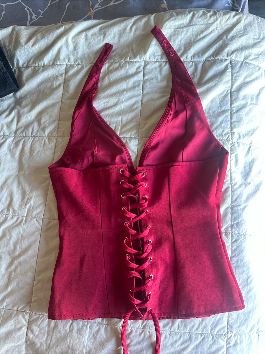 Red Halter Corset Top - photo 5
