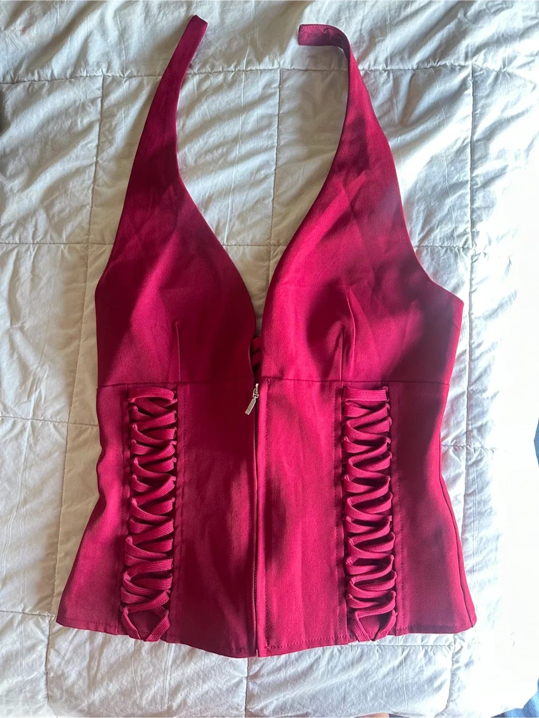 Red Halter Corset Top