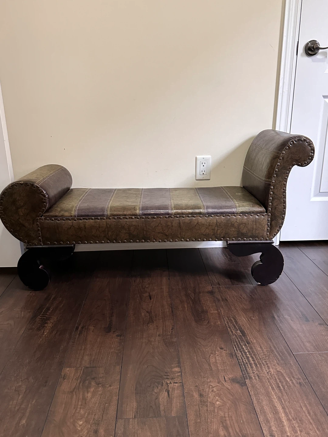 Carmel Faux Leather Vanity Stool in Mix Pattern - photo 2