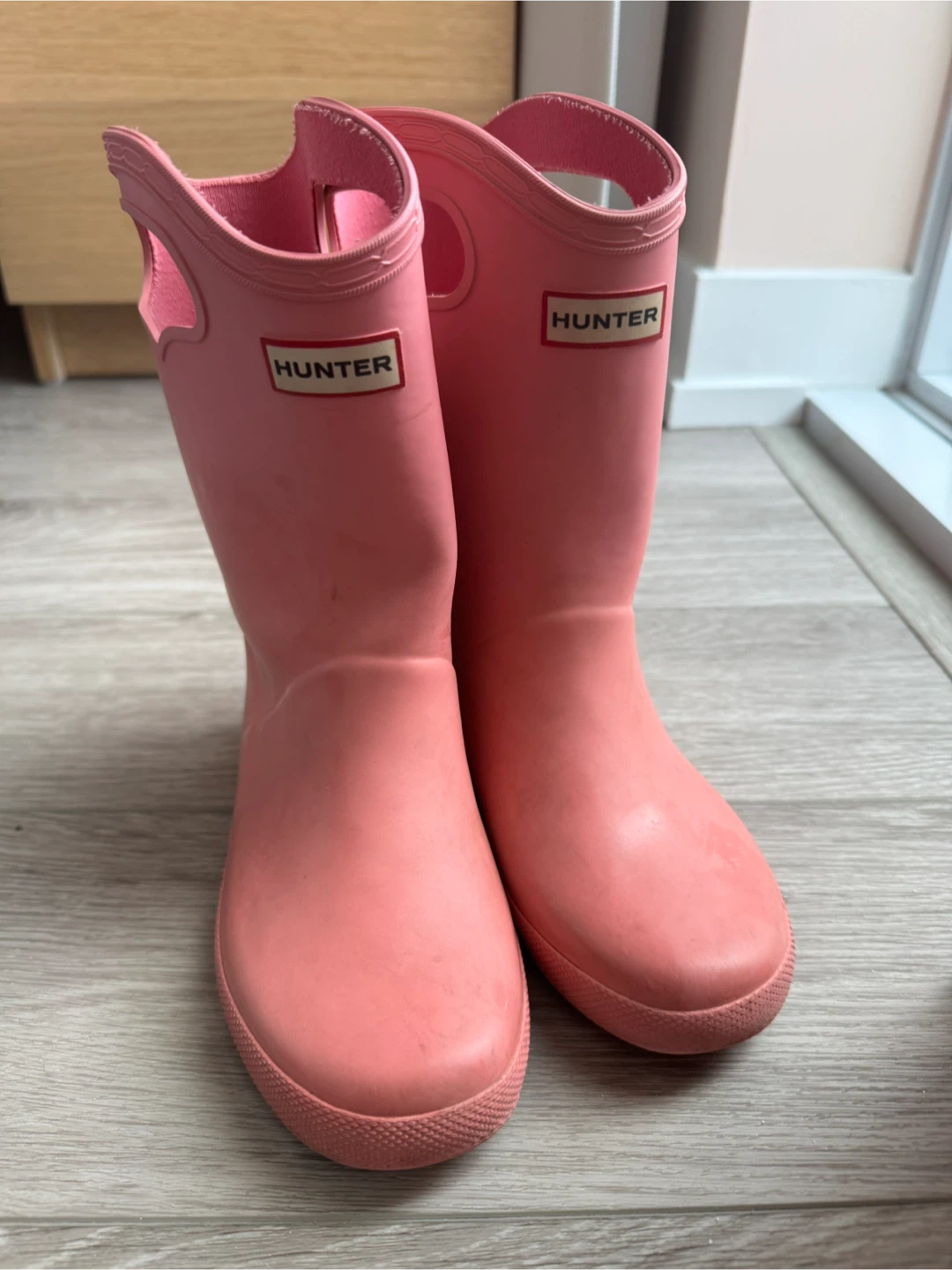 Hunter Kids Classic Grab Handle Rain Boots - Pink, Size UK12