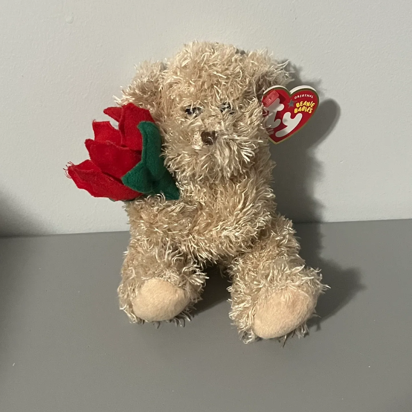 Ty Beanie Baby Valentine Bear w/ Rose 2005 NWT