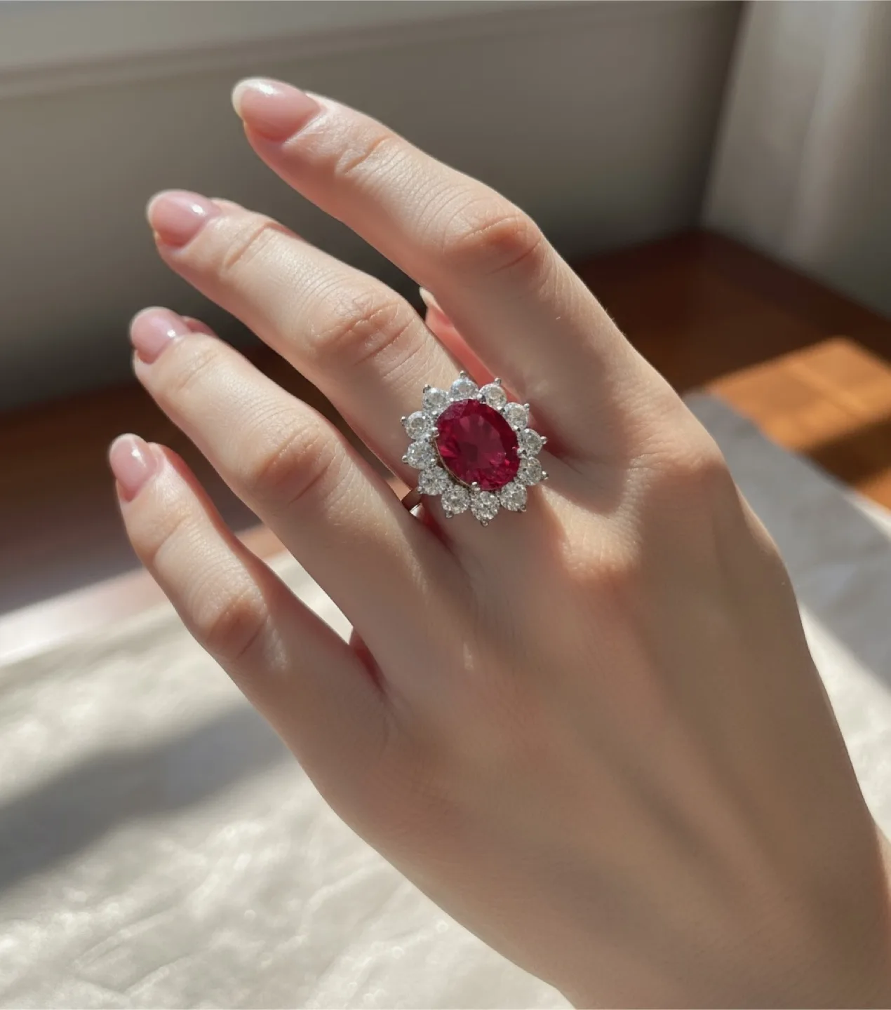 925 Sterling Silver Ruby Ring with White Sapphires image indicator(2)