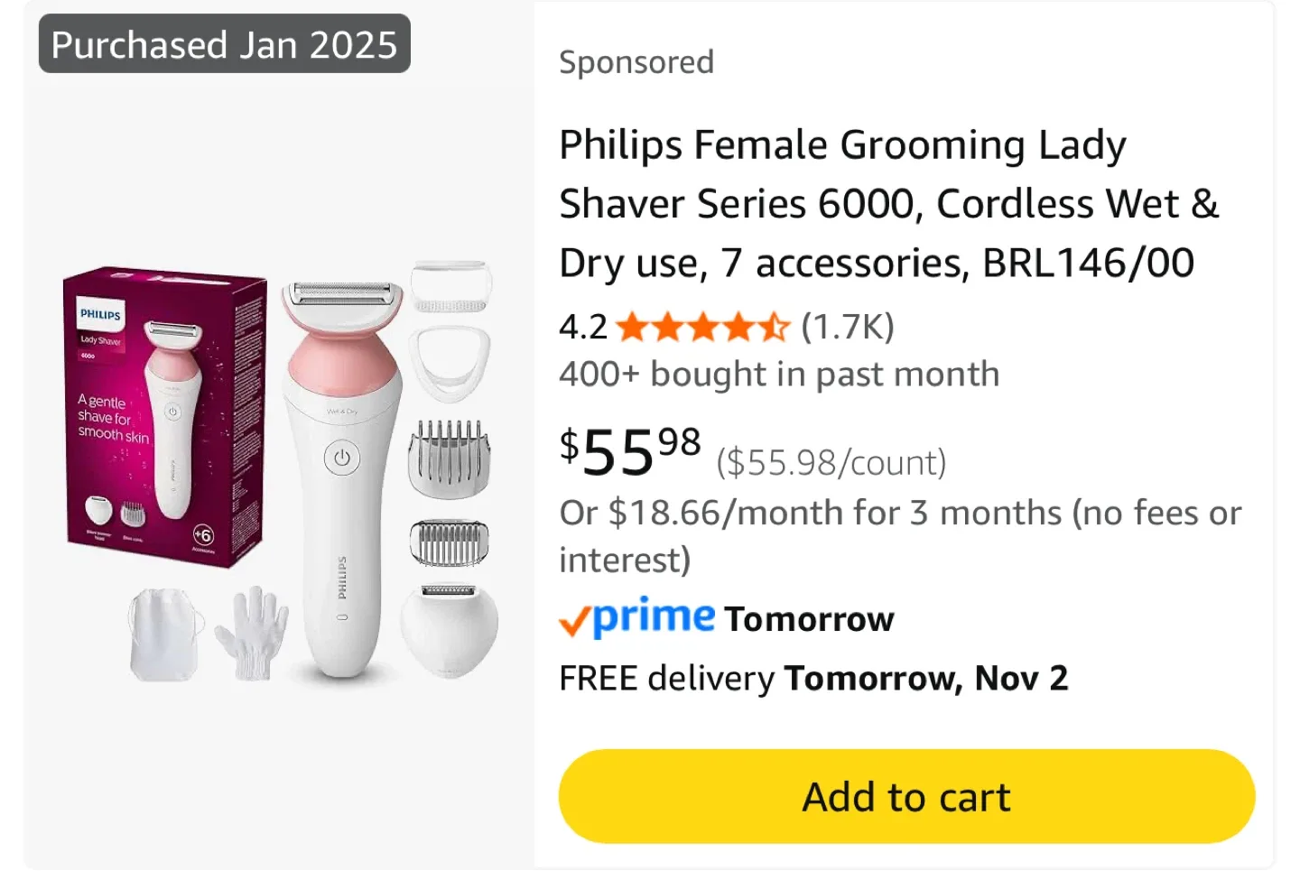 Philips Lady Shaver Series 6000 - Like New! image indicator(2)