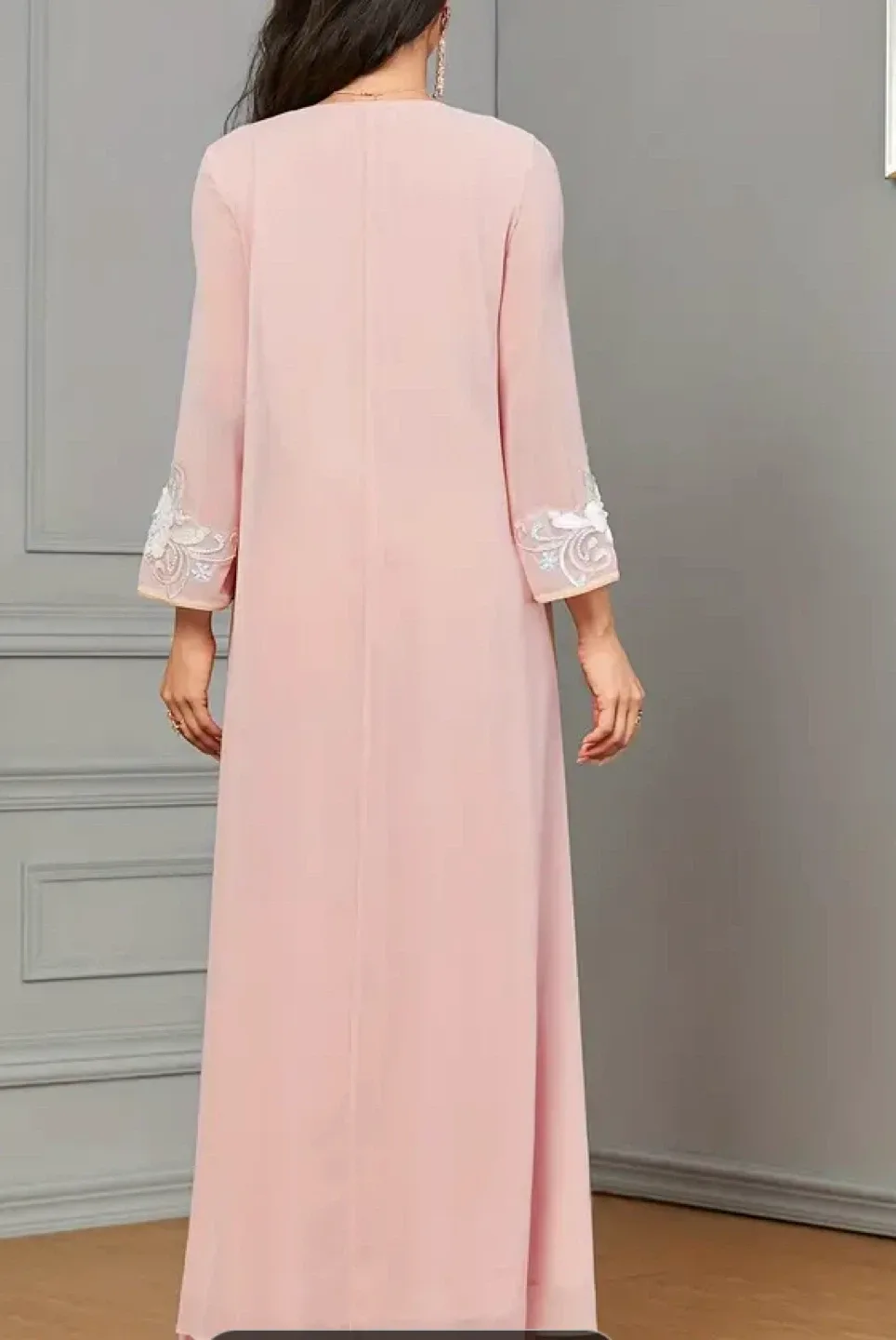 Brand new Pink Embroidered Abaya Dress image indicator(3)