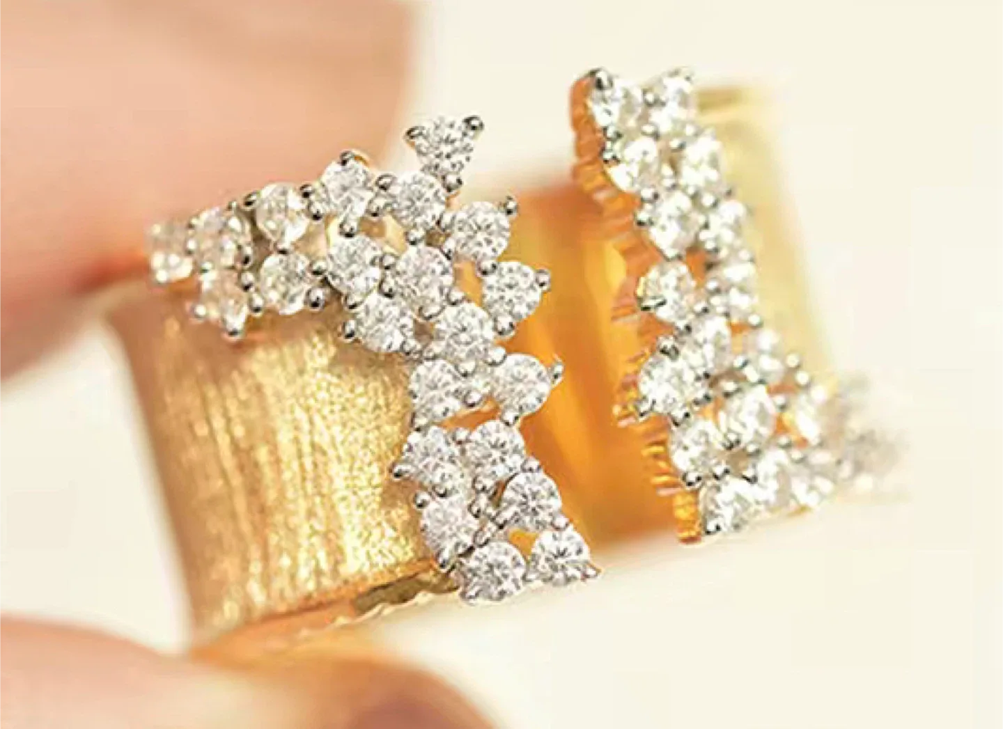 Gold Tone Open Cuff Ring with Rhinestones image indicator(3)