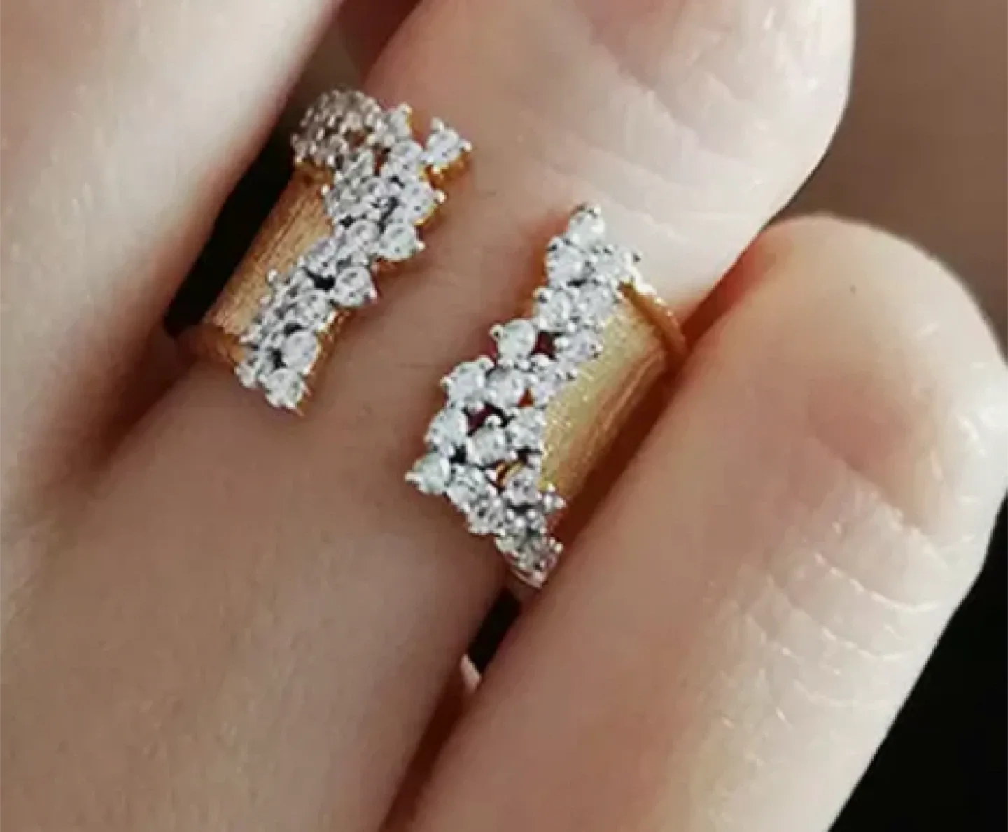 Gold Tone Open Cuff Ring with Rhinestones image indicator(7)