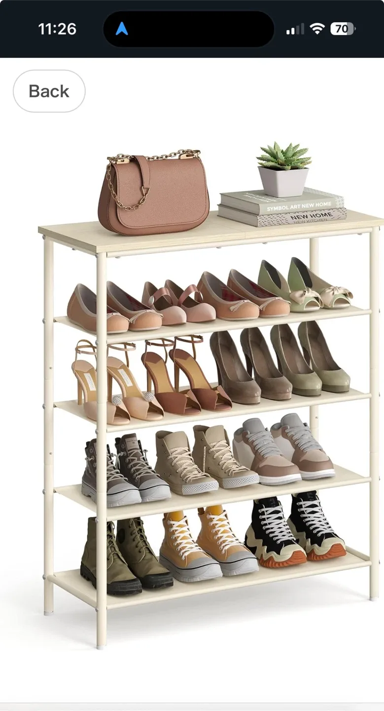 Beige 5-Tier Shoe Rack Entryway Organizer image indicator(4)